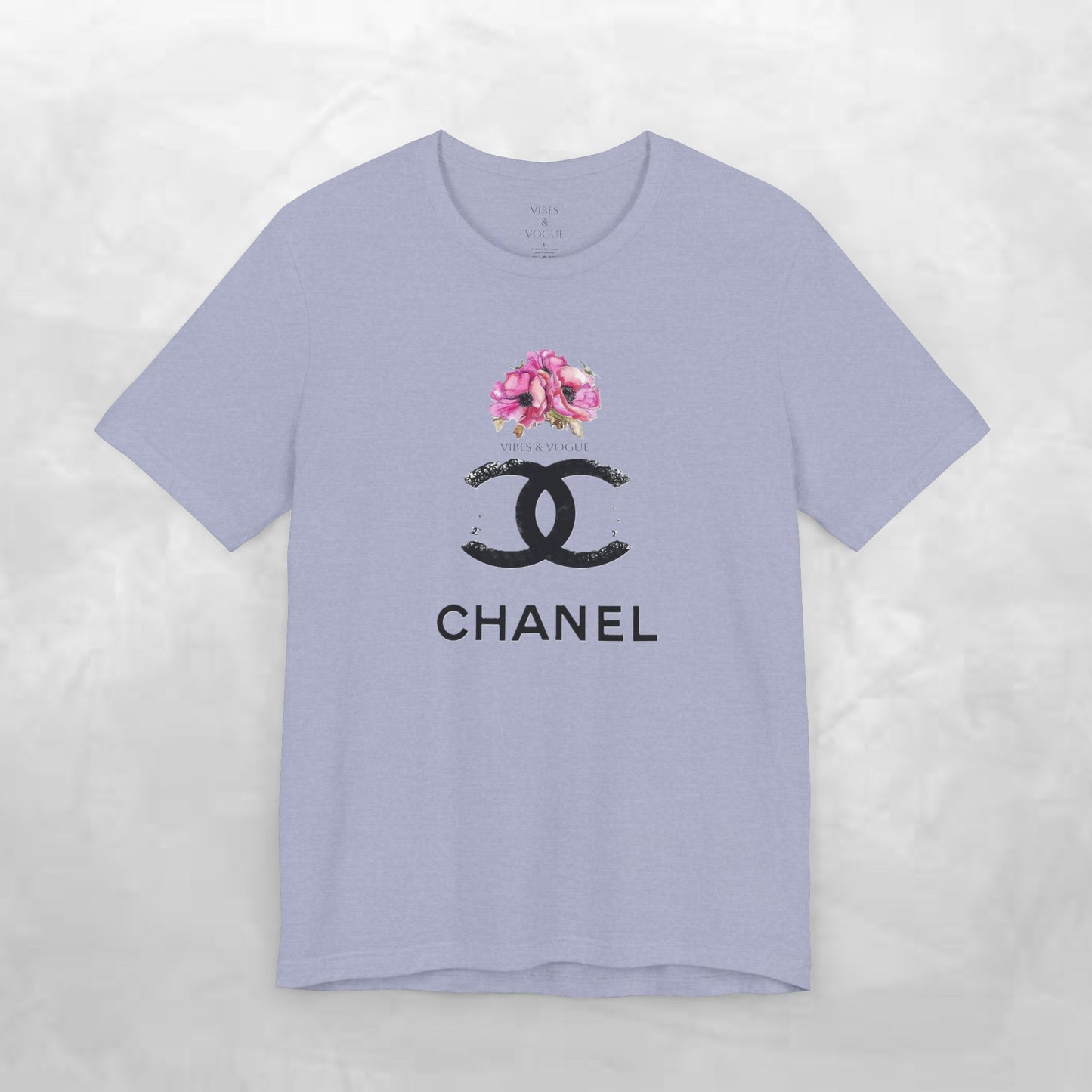 Chic Floral Logo Tee | Stylish Unisex Jersey Short Sleeve T-Shirt, Fashion Tee, Luxury Aesthetic, Gift for Her, Casual Wear, Trendy Apparel