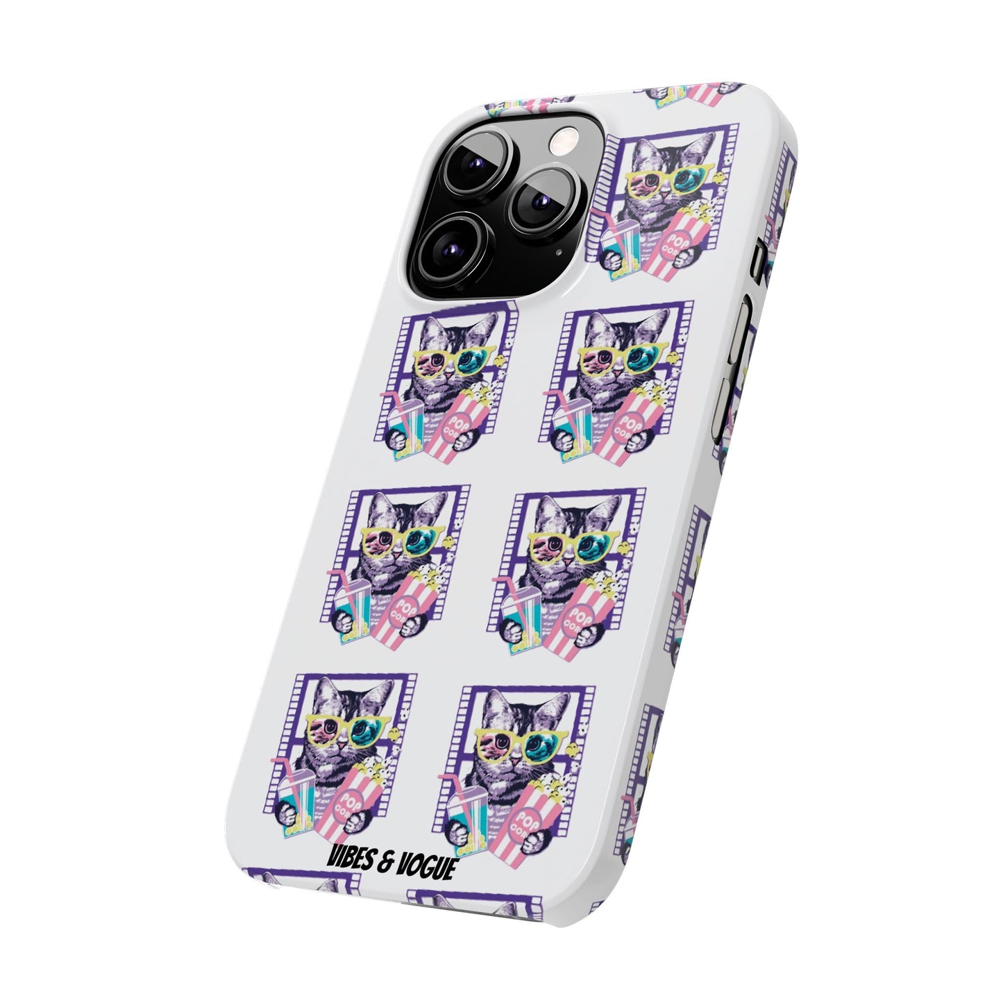 Cat Lover's Slim Phone Cases, Cute Cat Phone Covers, Pet-Themed Accessories, Gifts for Cat Lovers, Vibrant Patterned Cases