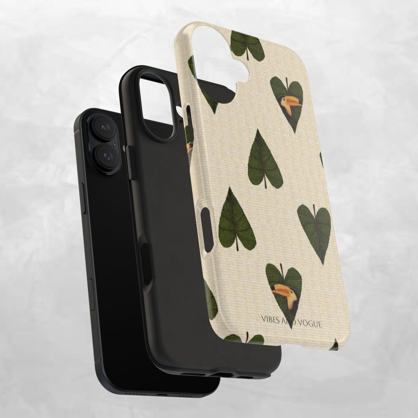 Tough Phone Case — Green Leaf Heart Pattern Tough Phone Case (Vibes and Vogue)