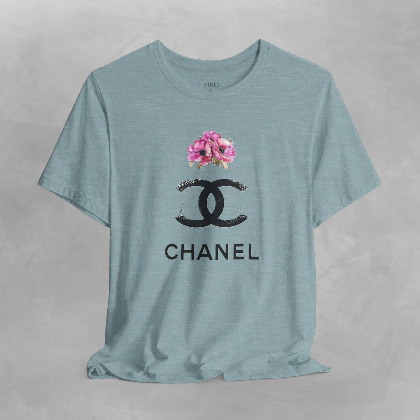 Chic Floral Logo Tee | Stylish Unisex Jersey Short Sleeve T-Shirt, Fashion Tee, Luxury Aesthetic, Gift for Her, Casual Wear, Trendy Apparel