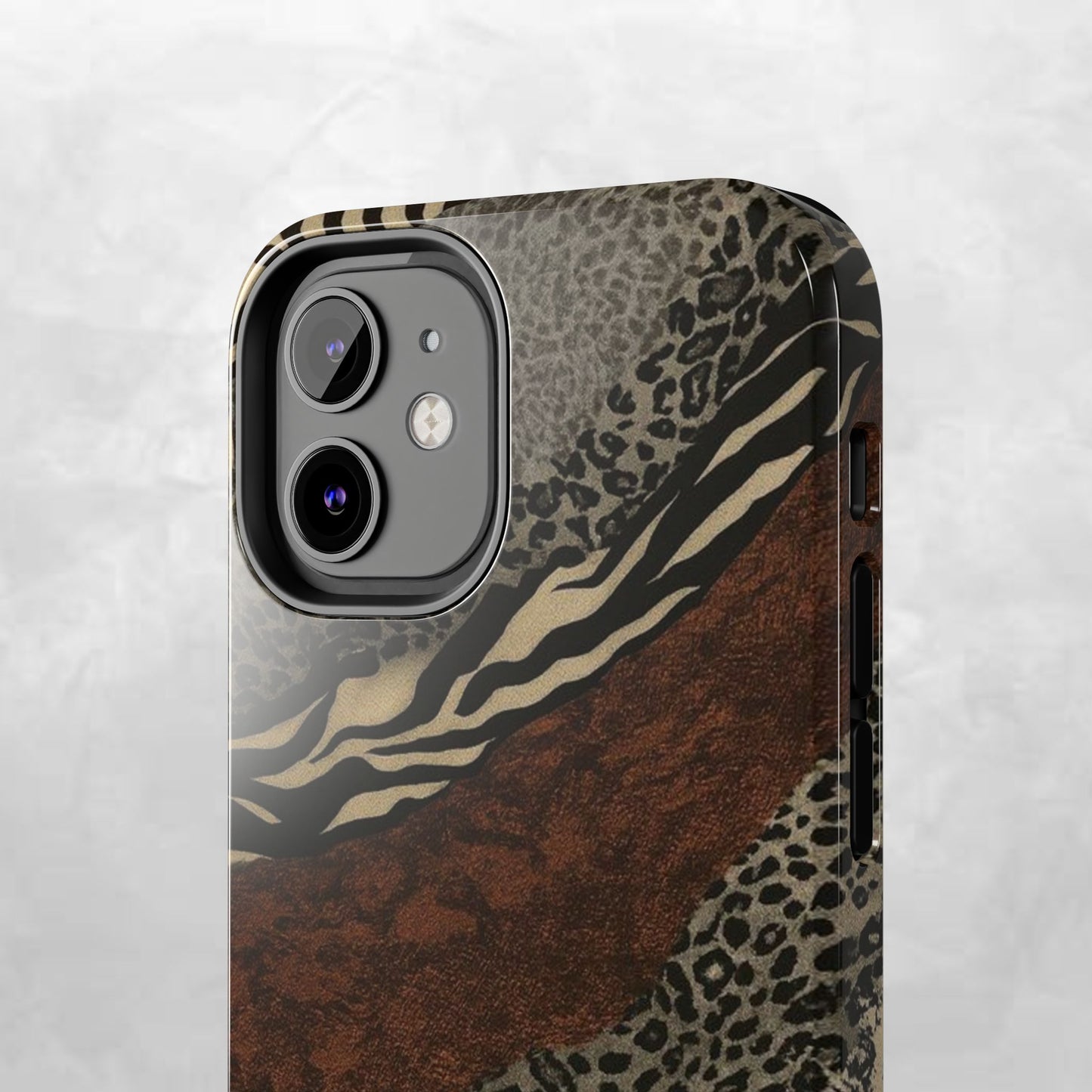 Safari Patchwork Tough Phone Case — Brown Leopard & Zebra Animal Print