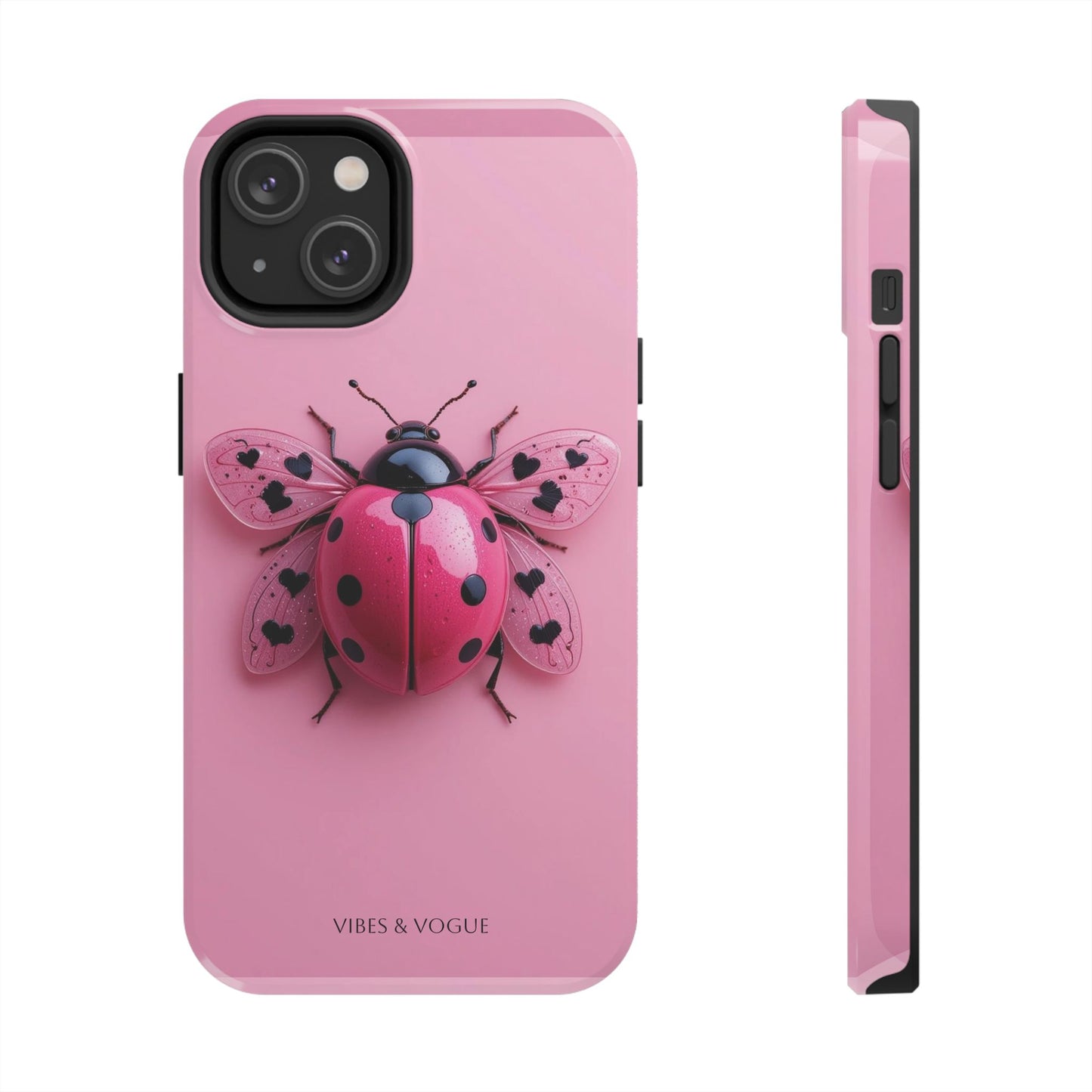 Pink Ladybug Tough Phone Case, Cute Phone Cover, Bug Lover Gift, Durable Smartphone Shell, Protective Tech Accessory