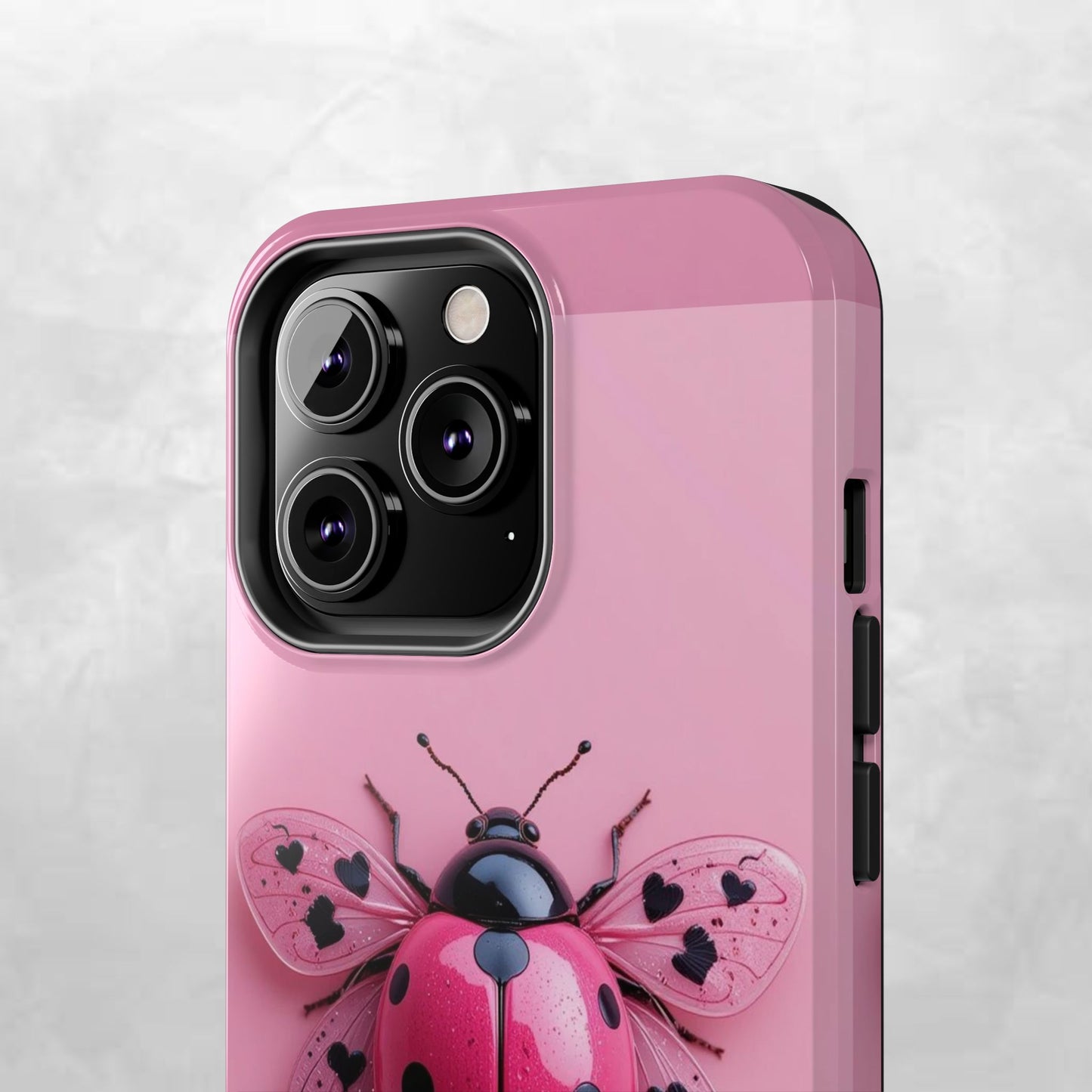 Pink Ladybug Tough Phone Case, Cute Phone Cover, Bug Lover Gift, Durable Smartphone Shell, Protective Tech Accessory