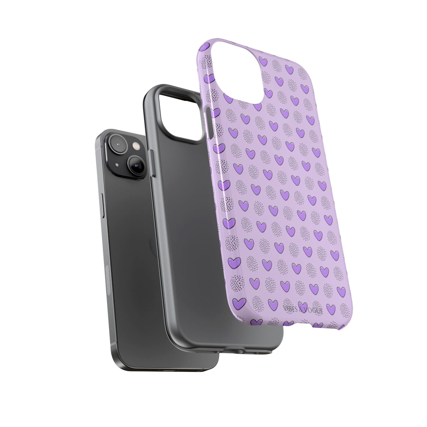 Purple Heart Pattern Phone Case - Tough Cases for a Stylish & Protective Vibe