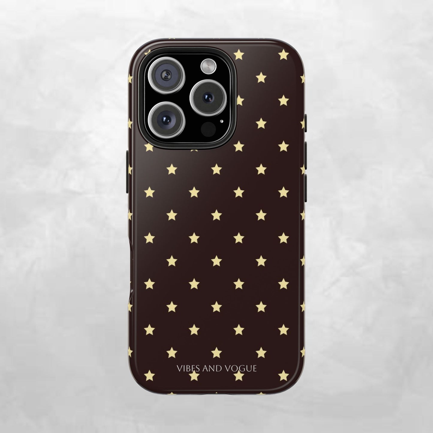Star Pattern Tough Phone Case — Gold Stars on Chocolate Brown