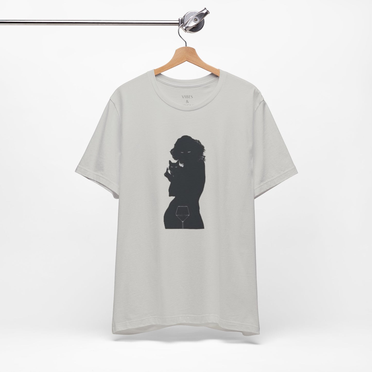 Unisex Silhouette Tee for Stylish Nights, Trendy Casual Wear, Gift for Her, Wine Lover Shirt, Cozy Evening Outfit