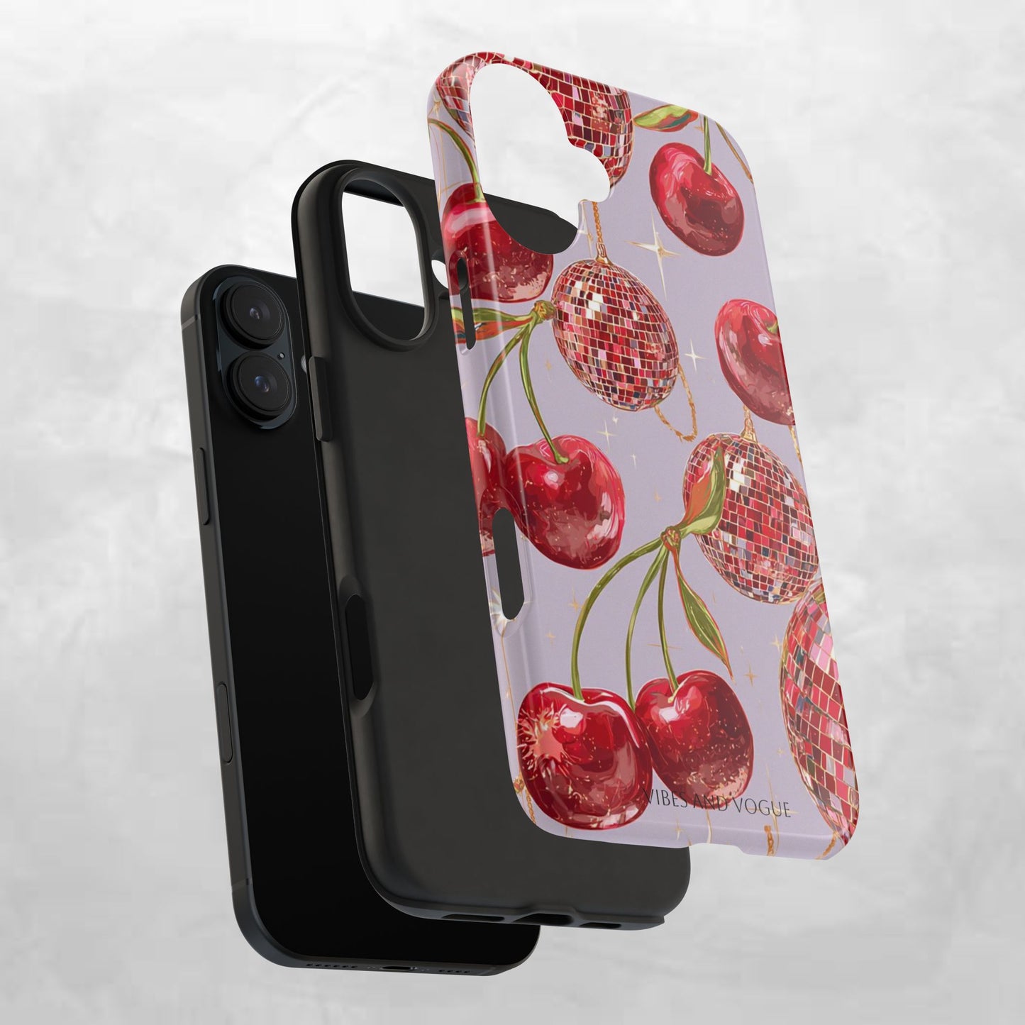 Disco Cherry Tough Phone Case — Retro Sparkle iPhone Protection
