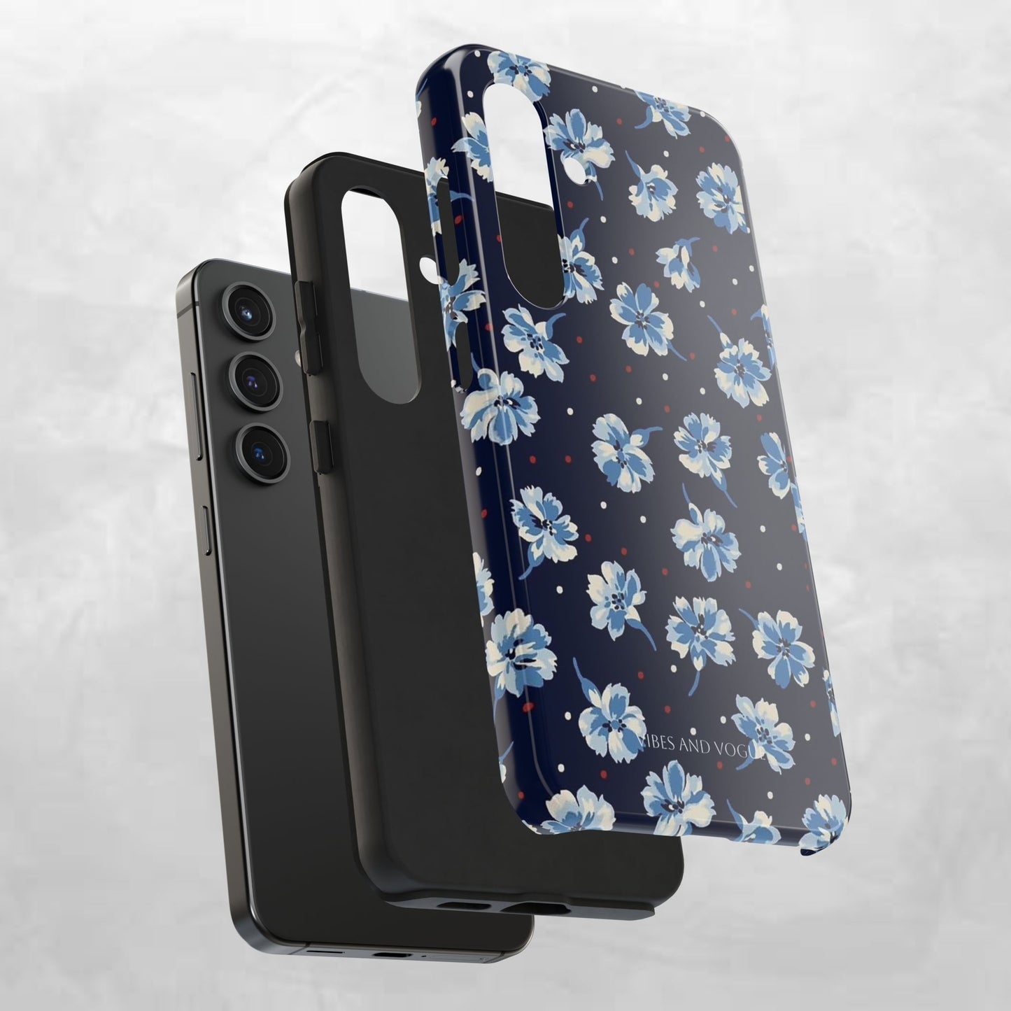 Floral Navy Tough Phone Case — Blue Blossom Protective Phone Cover