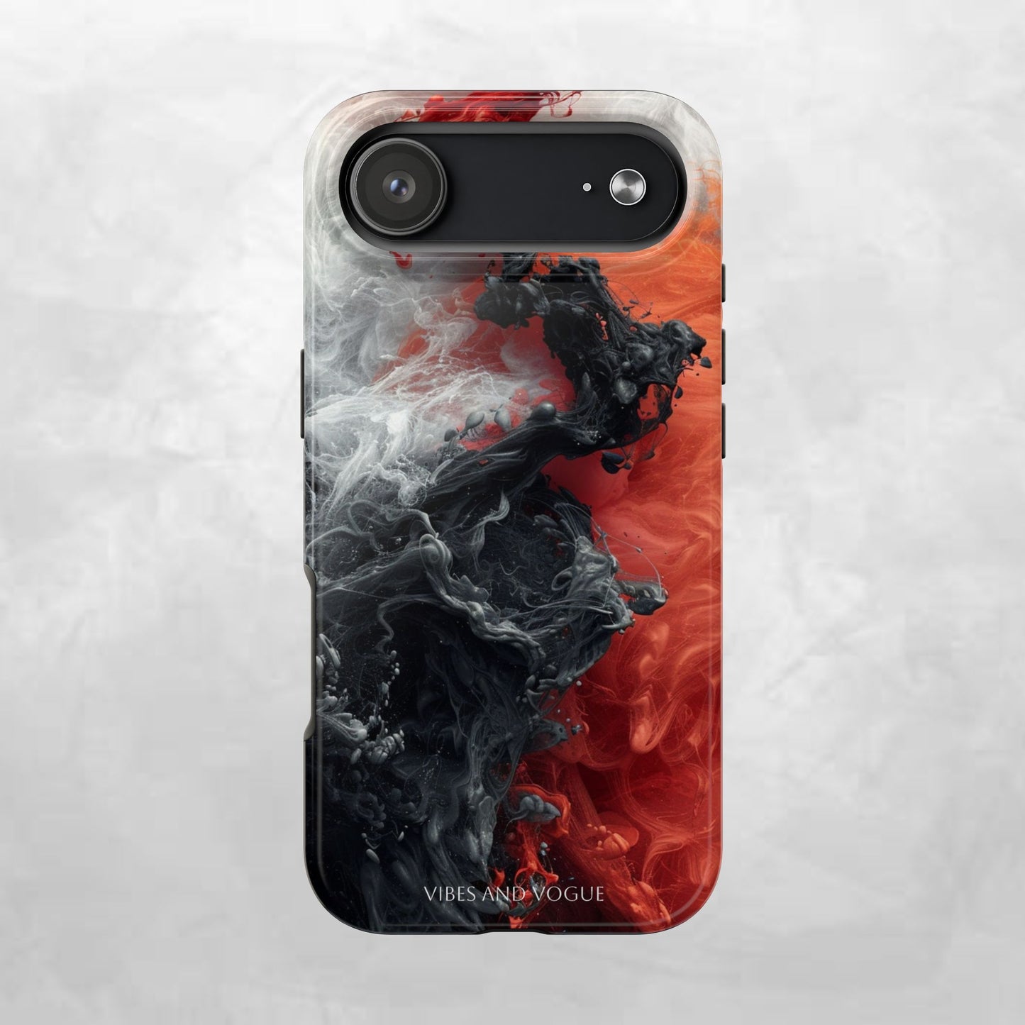 Abstract Red & Black Smoke Tough Phone Case — Vibes and Vogue Protective Cover