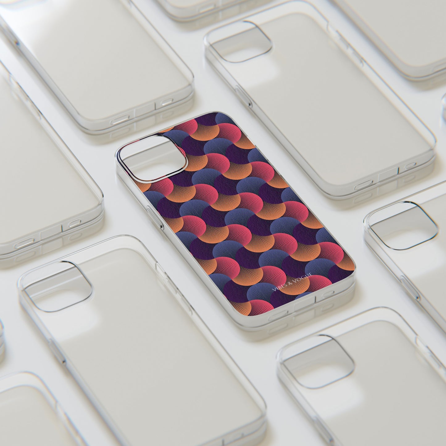 Colorful Retro Wave Clear Silicone Phone Case