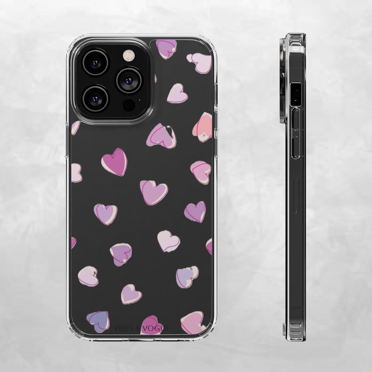 Heart Pattern Clear Case, Cute Phone Cover, Valentine's Day Gift, Trendy Phone Accessory, Love Theme Case