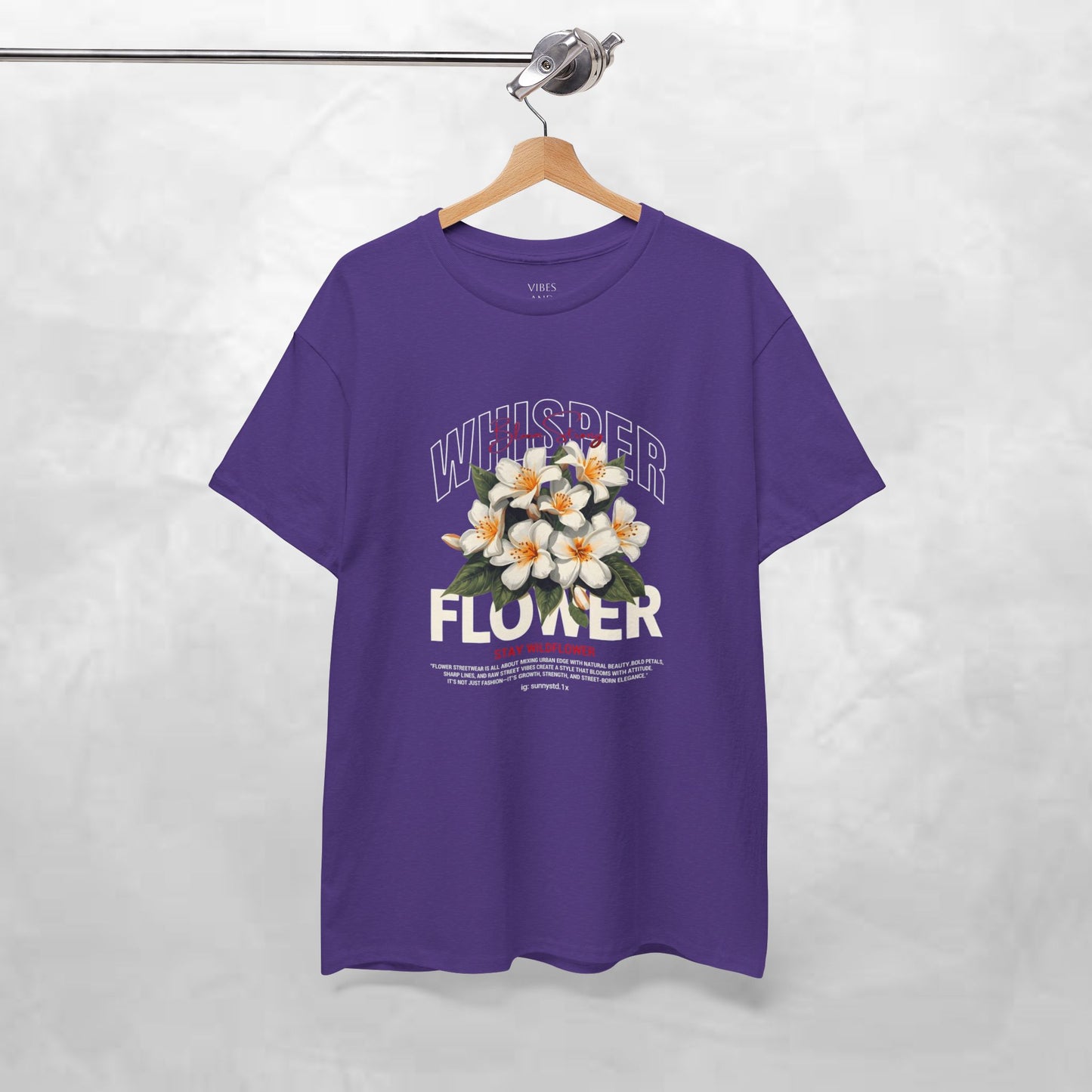 Floral "Whisper Flower" Graphic Tee — Vintage Plumeria Blossom Shirt