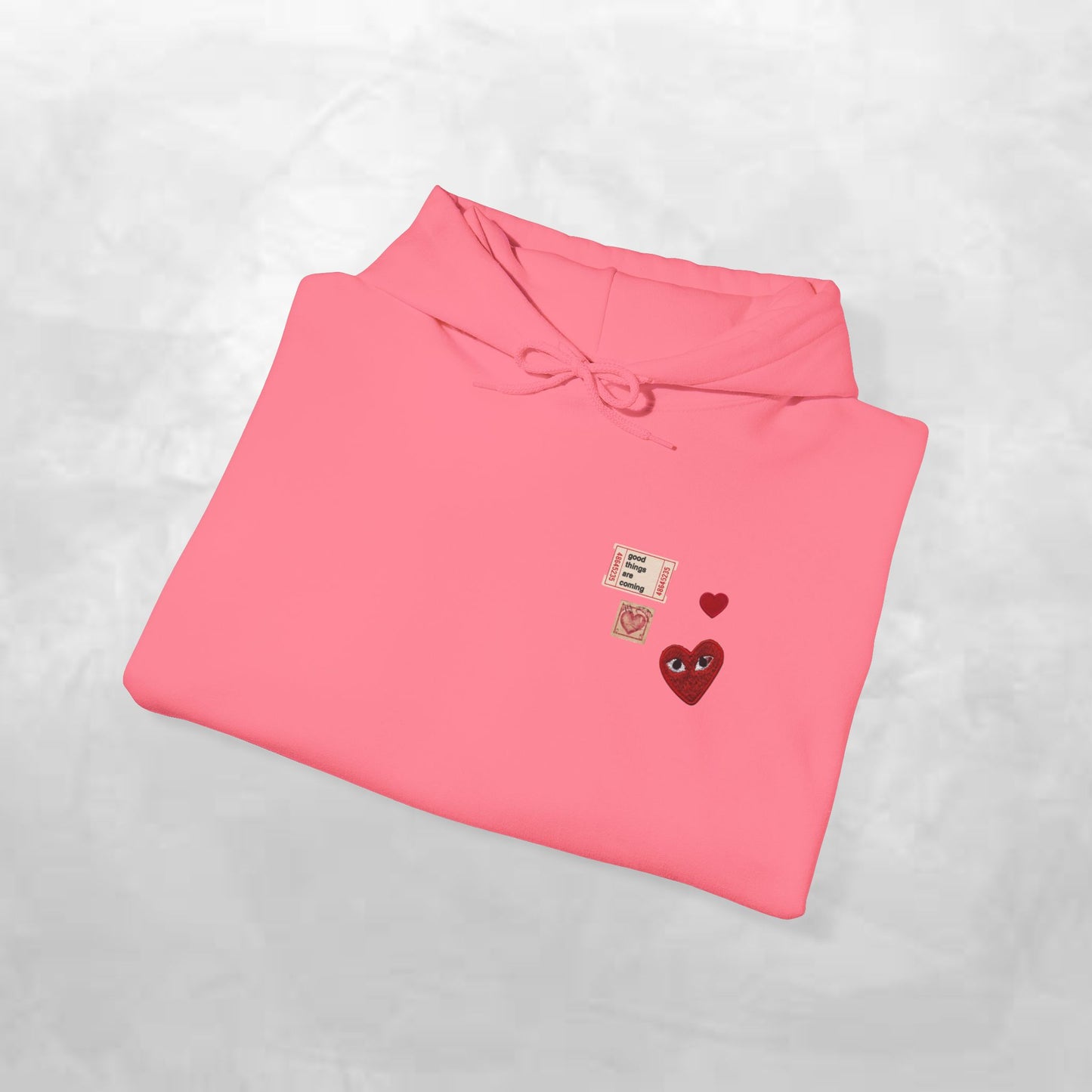 Hoodie — Tiny Vintage Valentine Hearts Chest Print