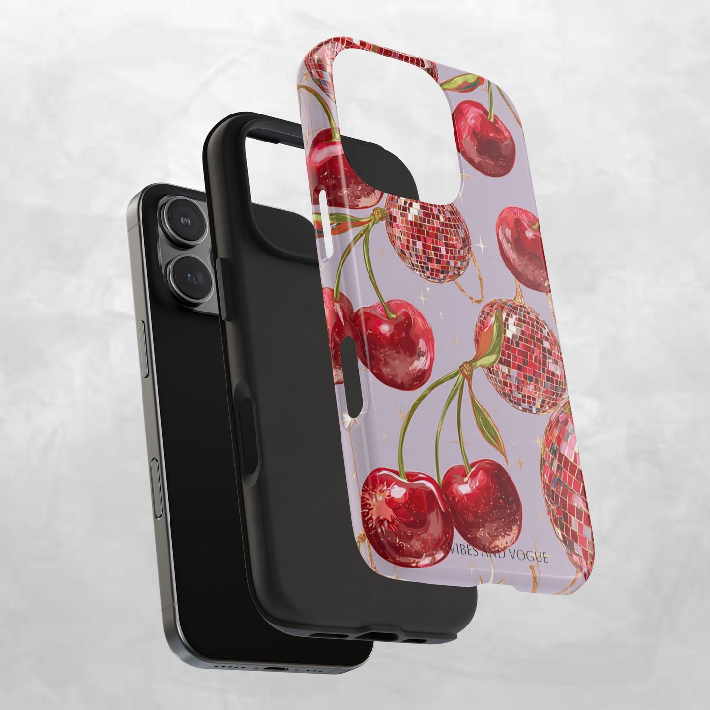 Disco Cherry Tough Phone Case — Retro Sparkle iPhone Protection