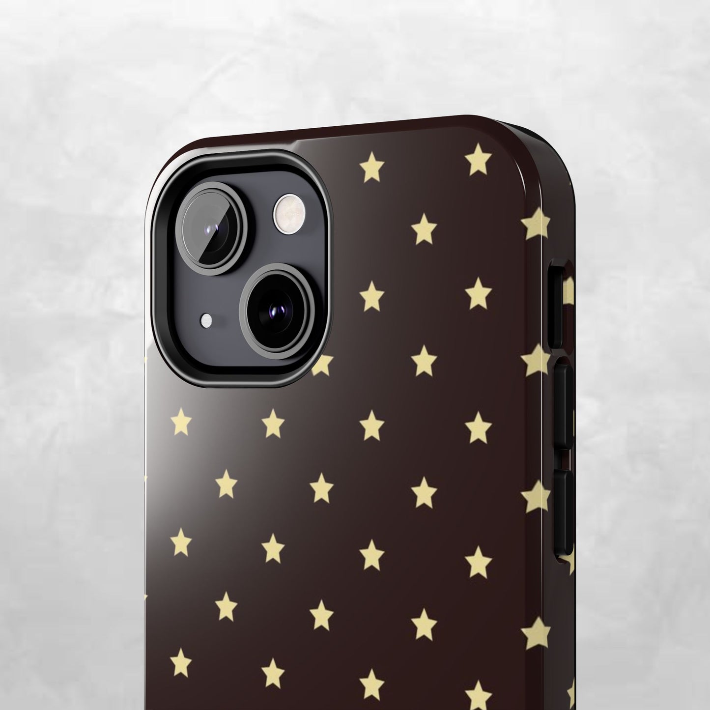 Star Pattern Tough Phone Case — Gold Stars on Chocolate Brown