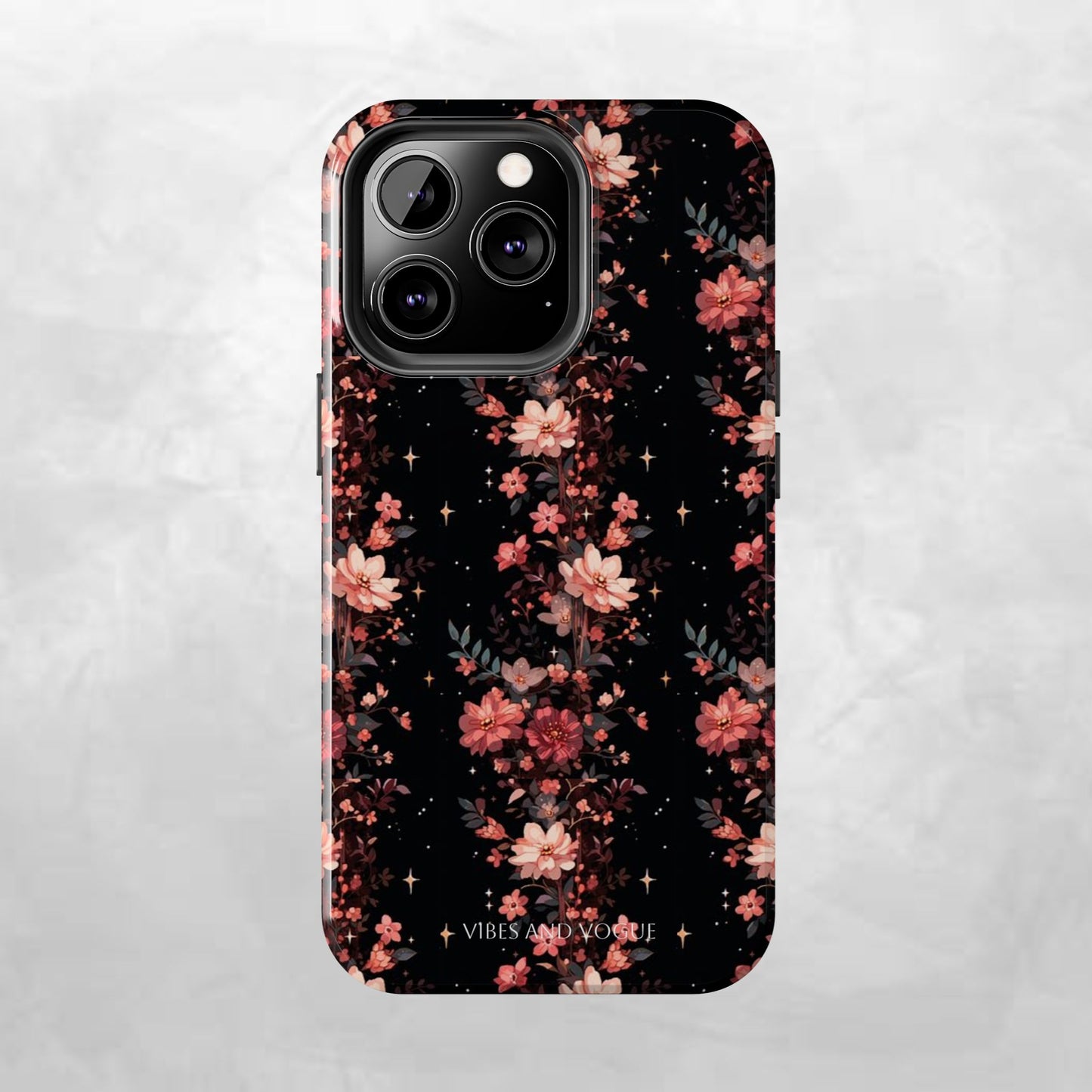 Floral Galaxy Phone Case – Dark Pink Blossom Tough Protective Case