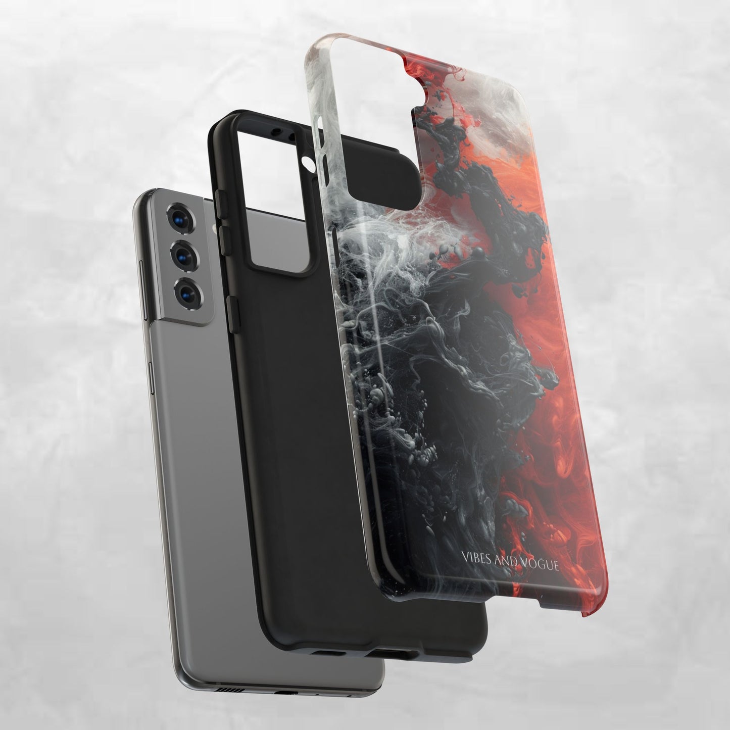 Abstract Red & Black Smoke Tough Phone Case — Vibes and Vogue Protective Cover