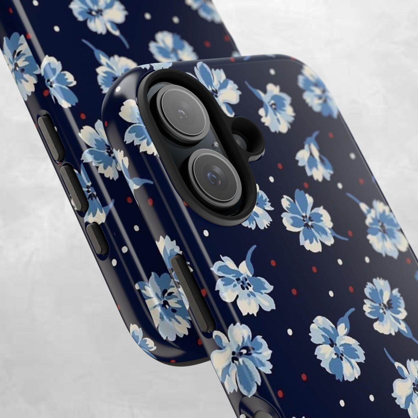Floral Navy Tough Phone Case — Blue Blossom Protective Phone Cover