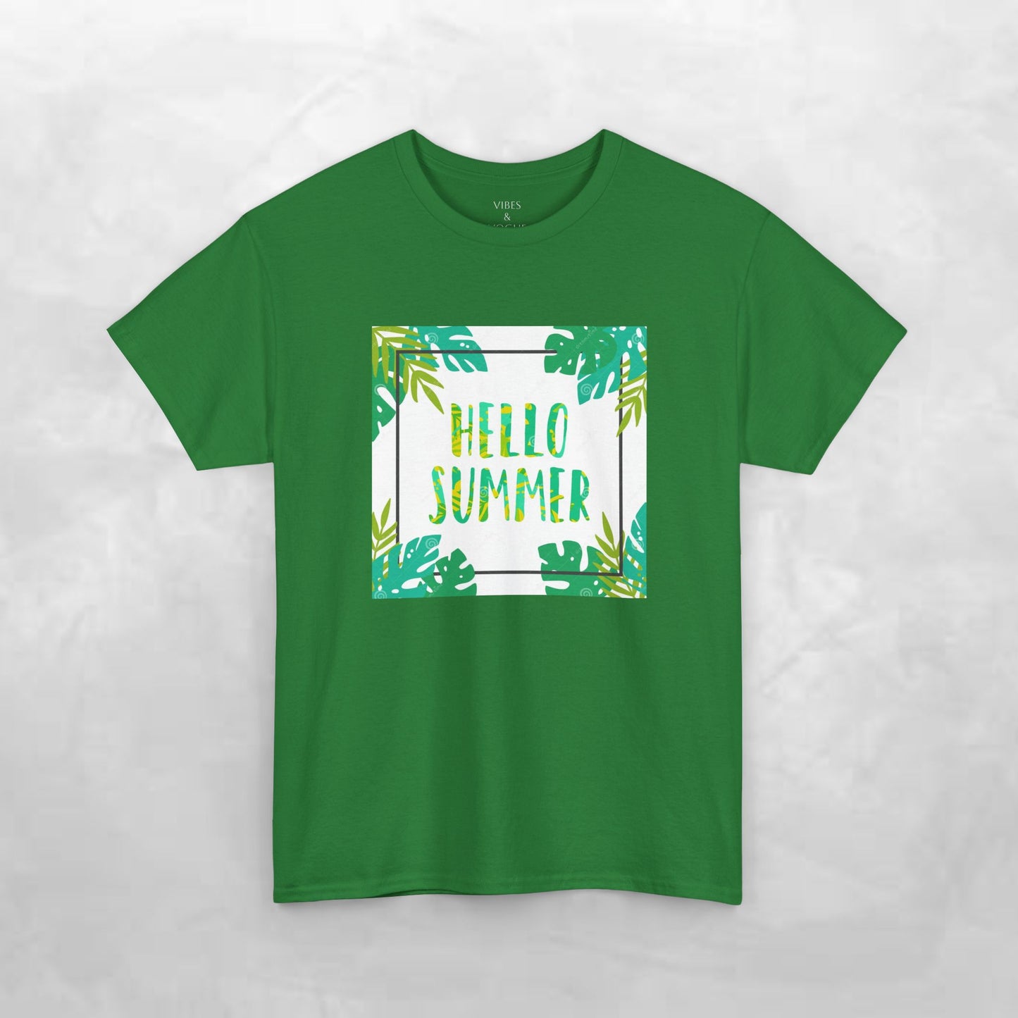 Hello Summer Unisex Heavy Cotton Tee – Tropical Vibe Summer Shirt