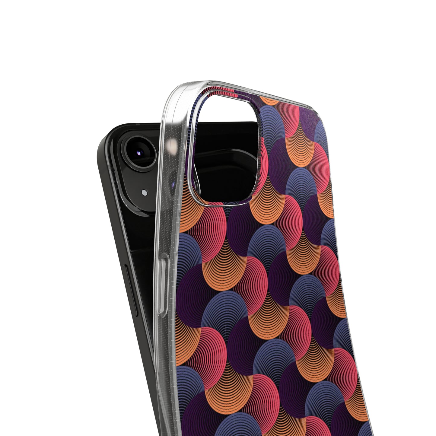 Colorful Retro Wave Clear Silicone Phone Case