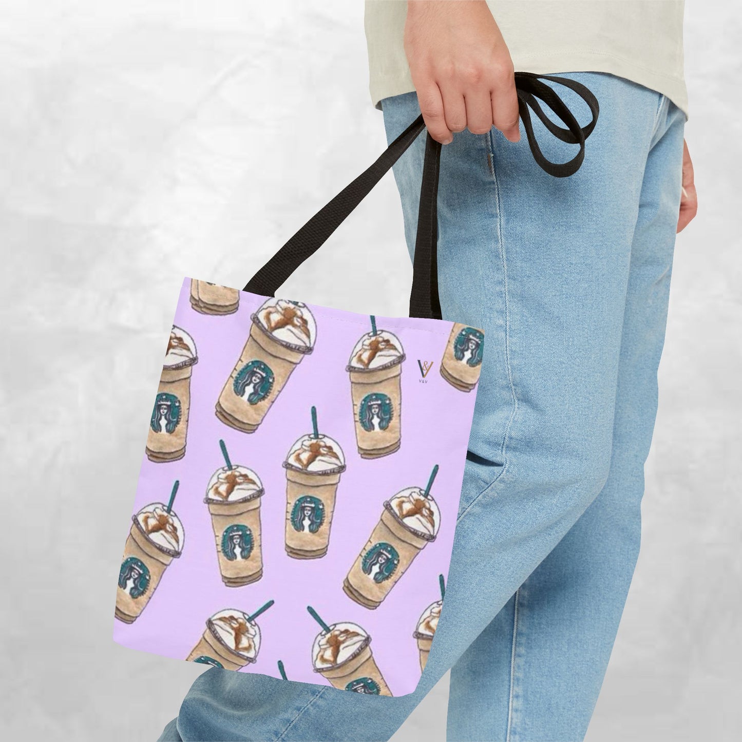 Starbucks Frappuccino Tote Bag, Coffee Lover's Shopping Bag, Perfect for Gift, Reusable Grocery Bag, Cute Beach Bag, Eco-Friendly Tote