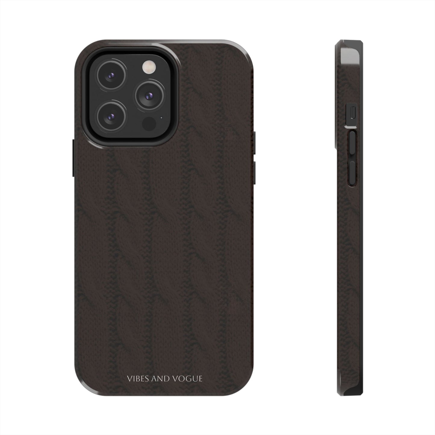 Cable Knit Chocolate Tough Phone Case — Vibes and Vogue Protective Cover