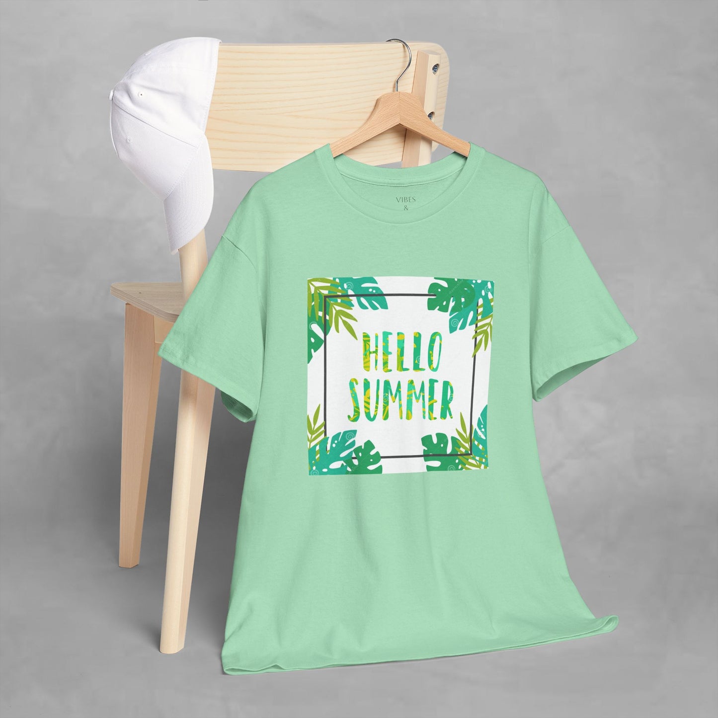 Hello Summer Unisex Heavy Cotton Tee – Tropical Vibe Summer Shirt