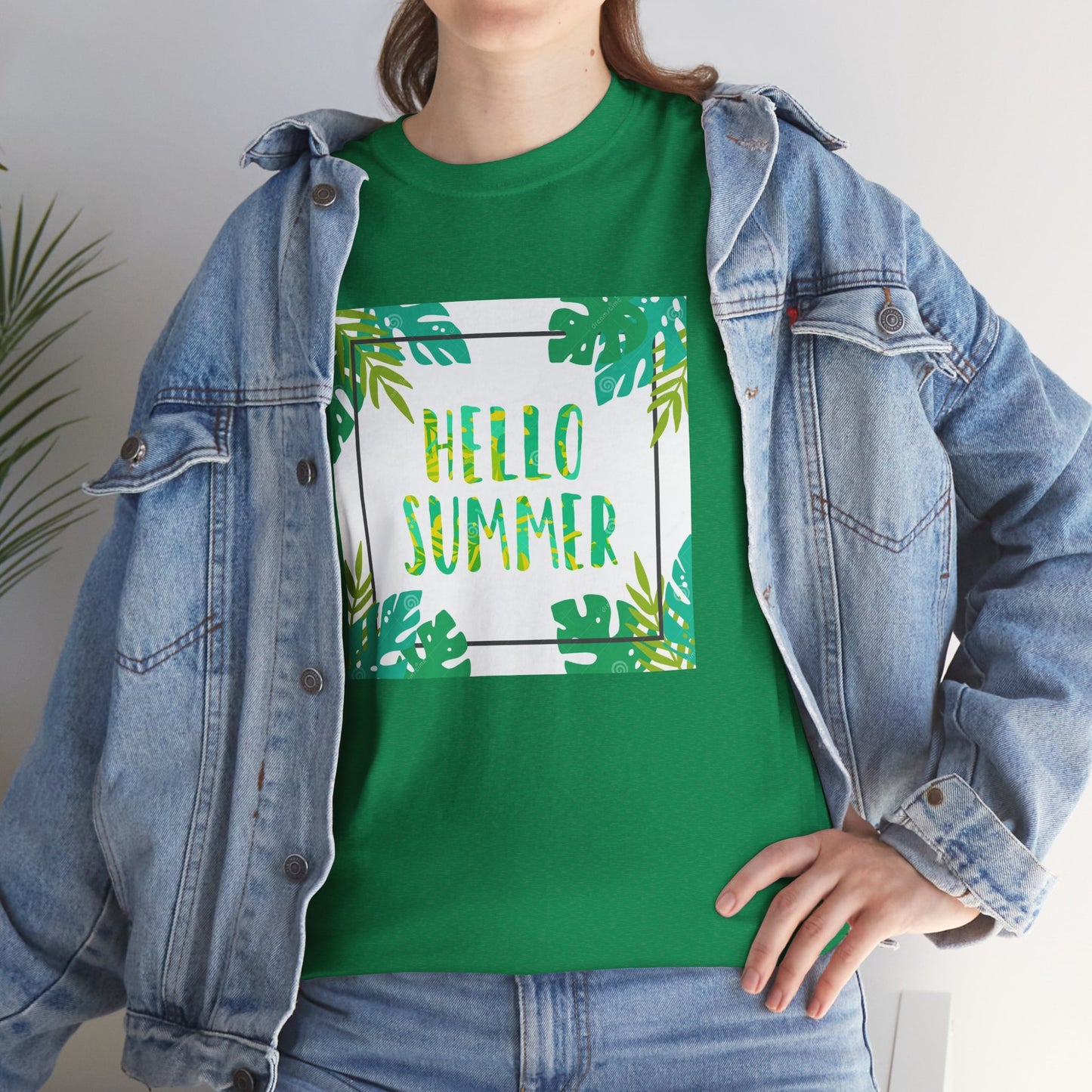 Hello Summer Unisex Heavy Cotton Tee – Tropical Vibe Summer Shirt