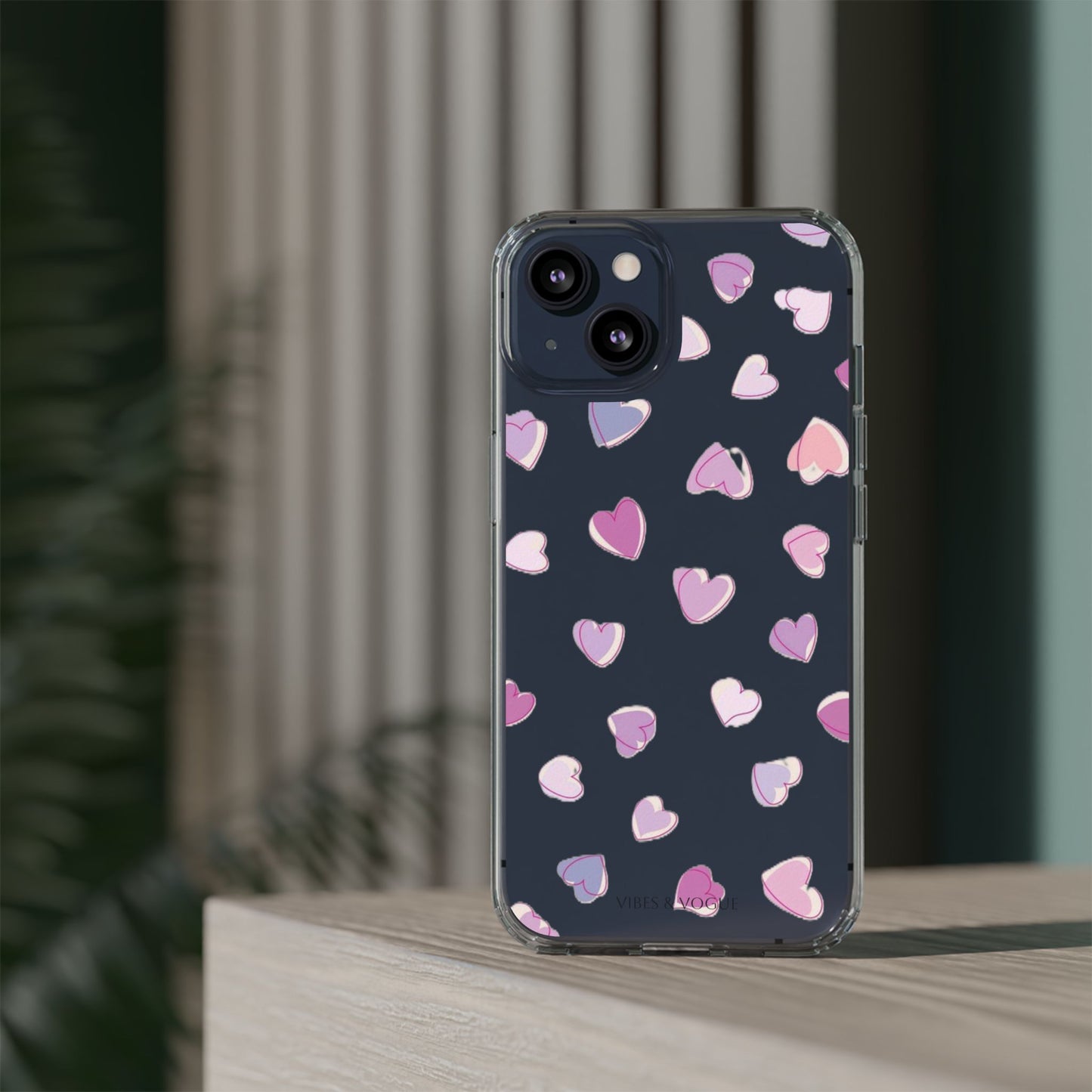 Heart Pattern Clear Case, Cute Phone Cover, Valentine's Day Gift, Trendy Phone Accessory, Love Theme Case