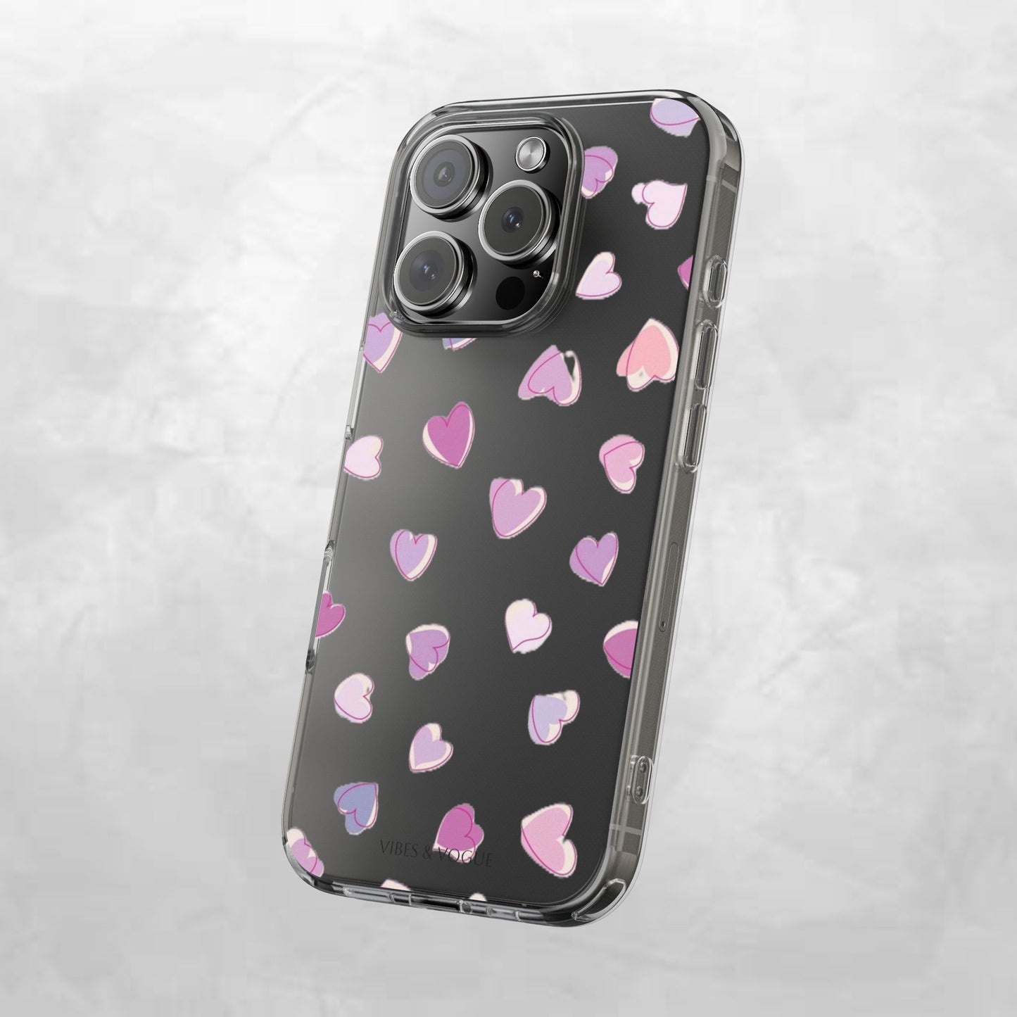 Heart Pattern Clear Case, Cute Phone Cover, Valentine's Day Gift, Trendy Phone Accessory, Love Theme Case
