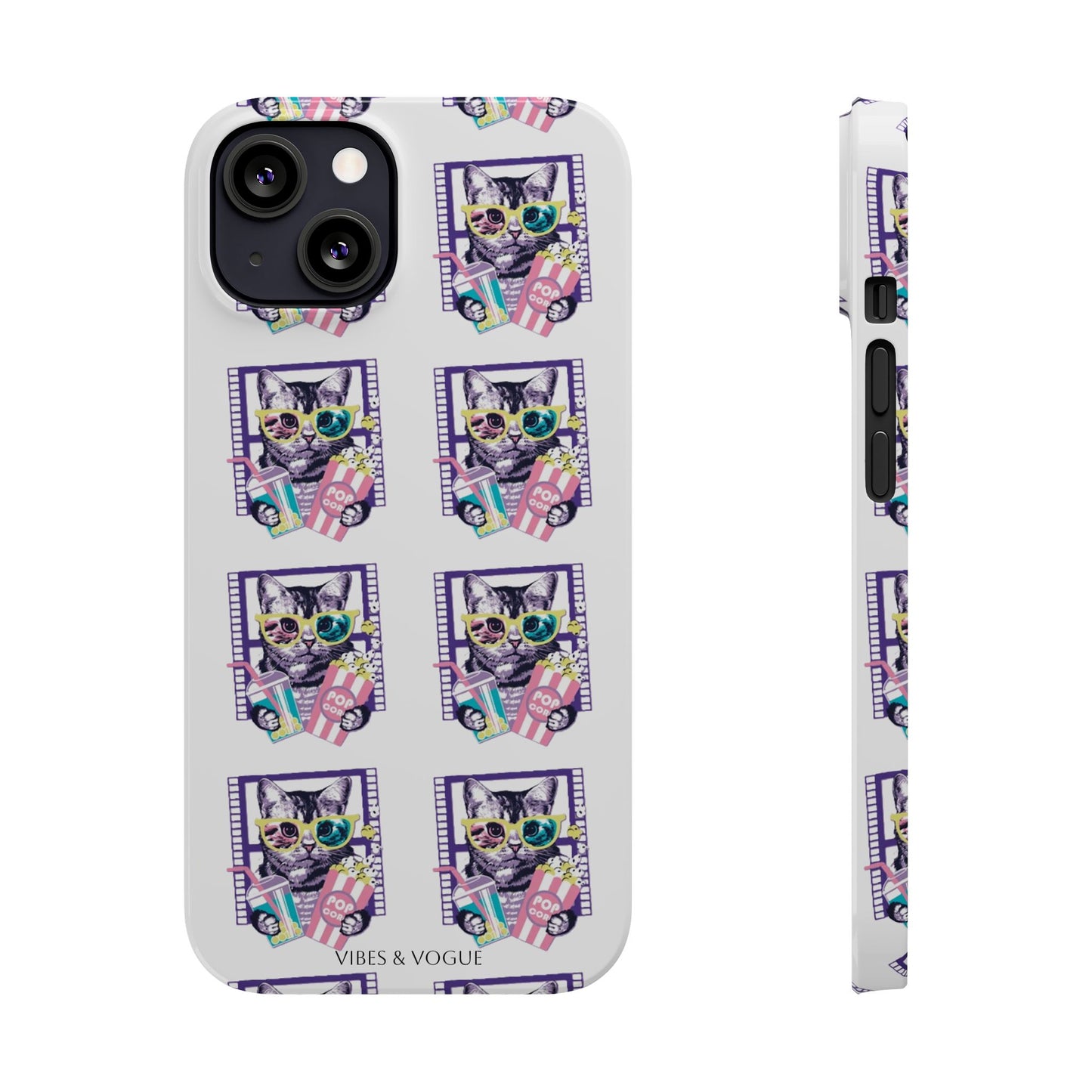 Cat Lover's Slim Phone Cases, Cute Cat Phone Covers, Pet-Themed Accessories, Gifts for Cat Lovers, Vibrant Patterned Cases