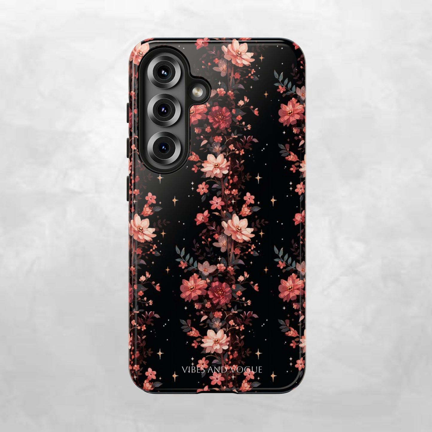 Floral Galaxy Phone Case – Dark Pink Blossom Tough Protective Case