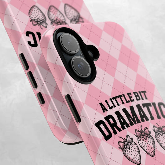 Dramatic Phone Case, Cute Phone Cover, Trendy Accessory, Gift for Her, Pink Strawberry Design