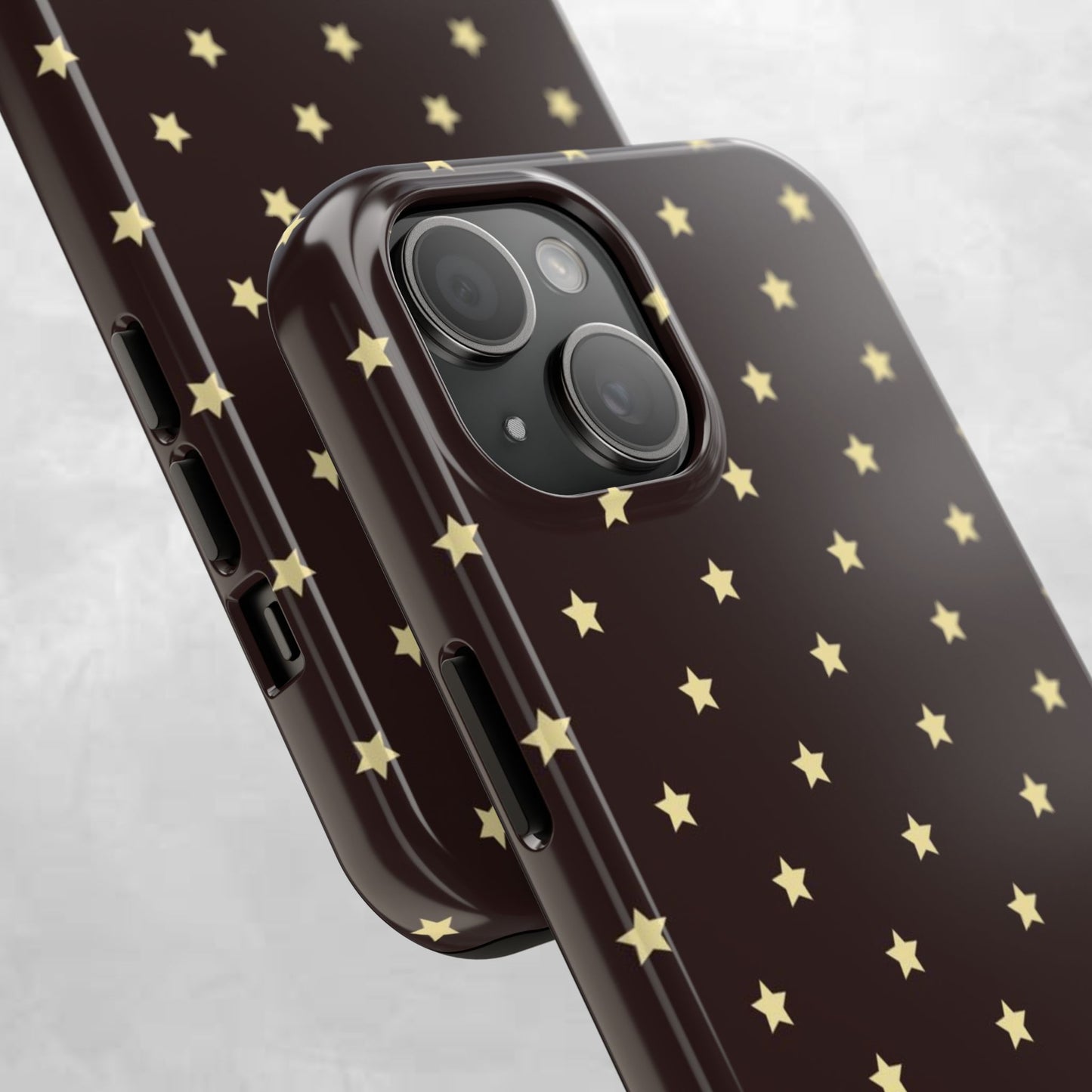 Star Pattern Tough Phone Case — Gold Stars on Chocolate Brown