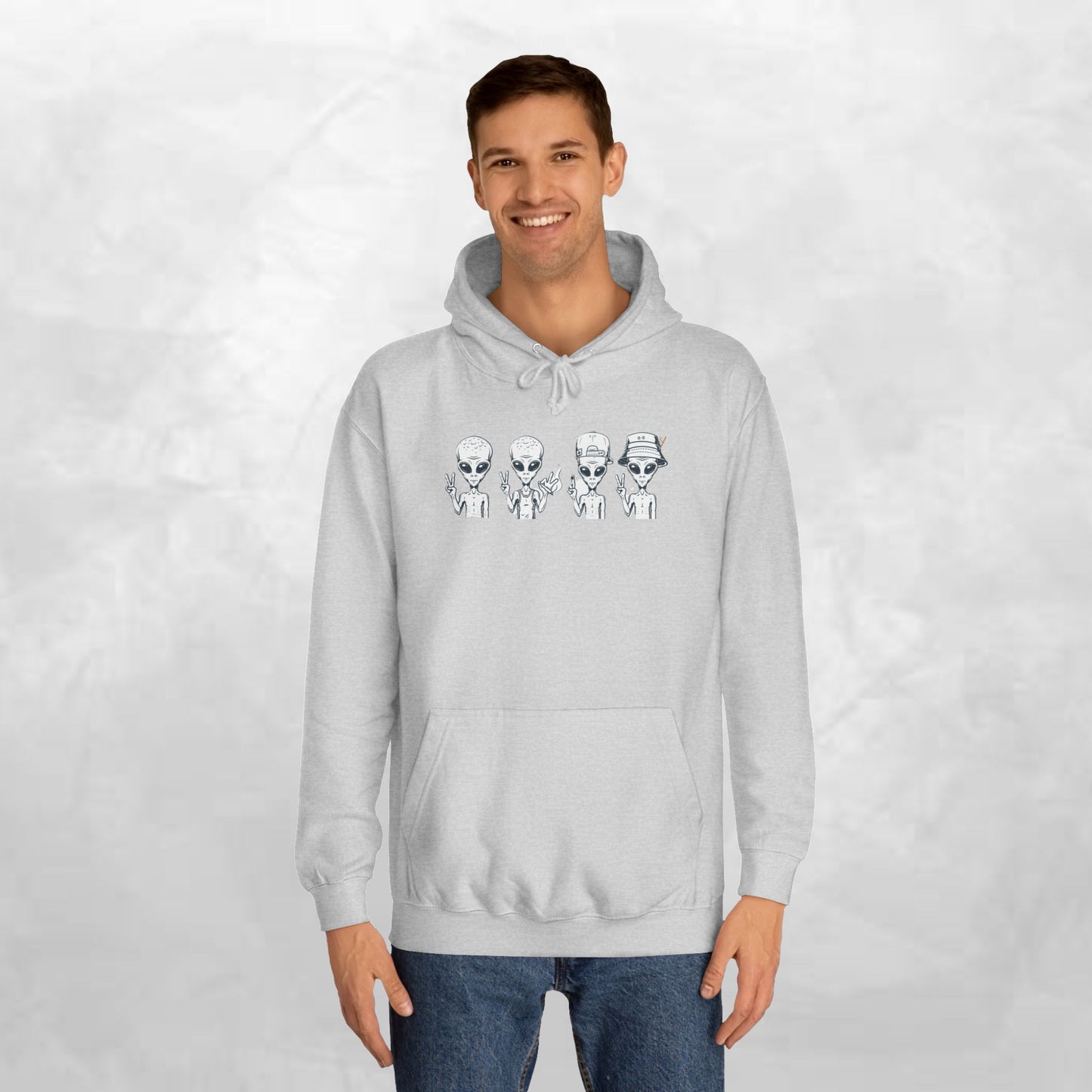 Retro Alien College Hoodie - Unisex Warm Sweatshirt for Campus Style
