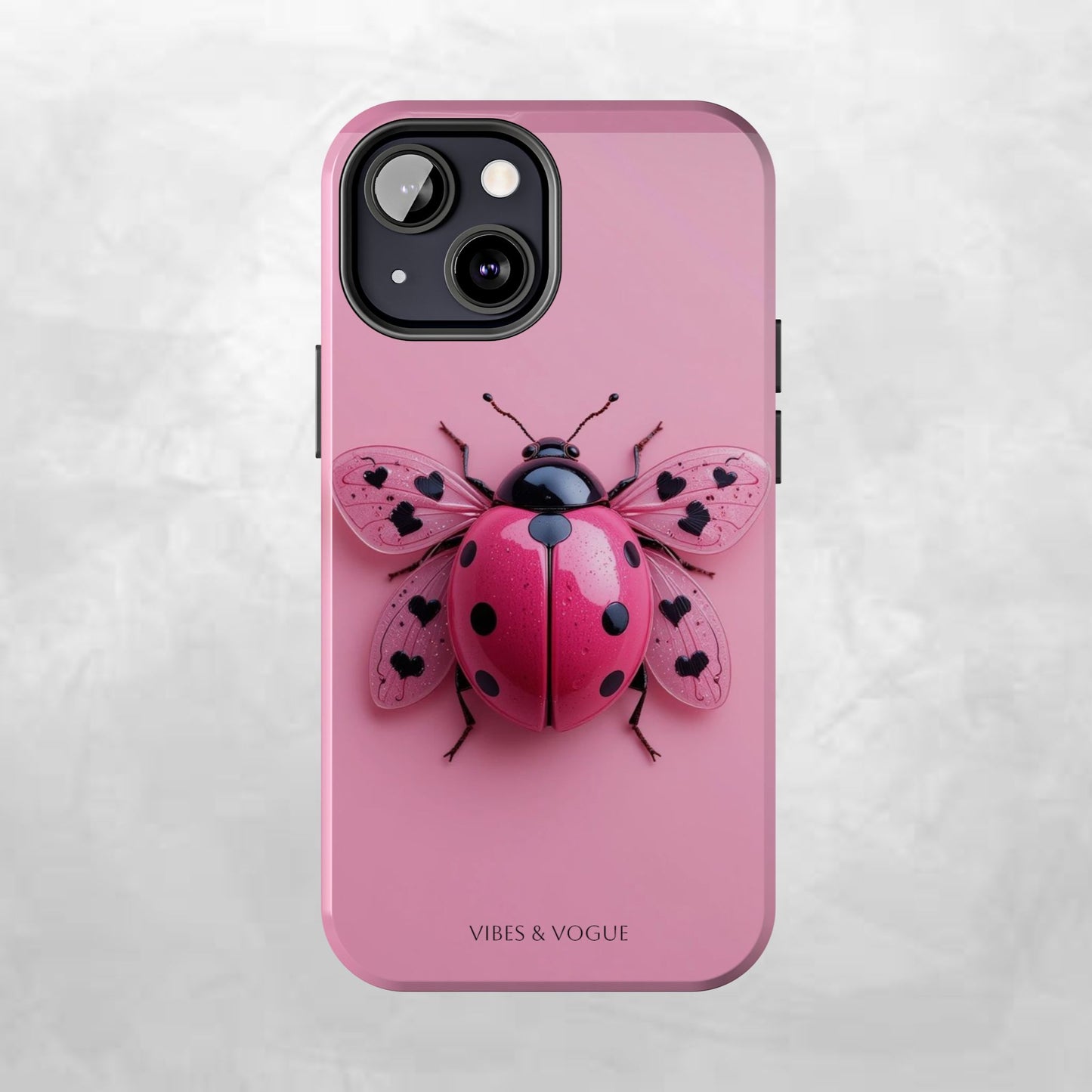Pink Ladybug Tough Phone Case, Cute Phone Cover, Bug Lover Gift, Durable Smartphone Shell, Protective Tech Accessory