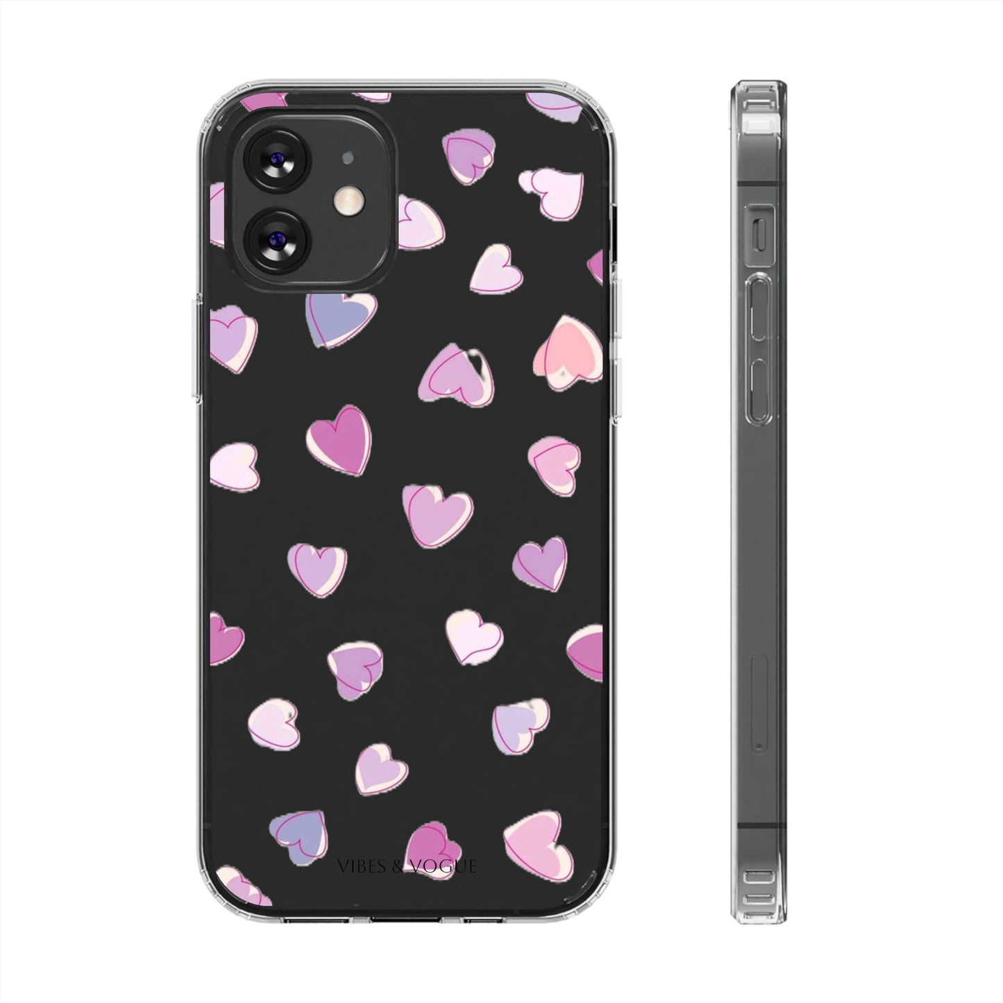 Heart Pattern Clear Case, Cute Phone Cover, Valentine's Day Gift, Trendy Phone Accessory, Love Theme Case
