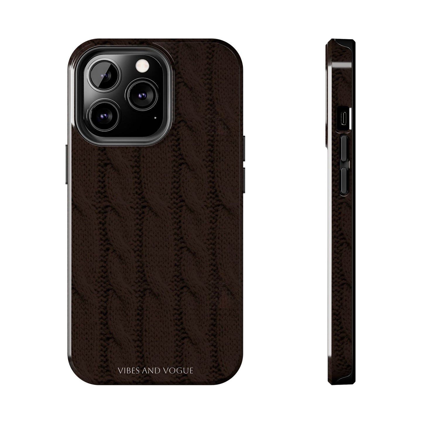 Cable Knit Chocolate Tough Phone Case — Vibes and Vogue Protective Cover