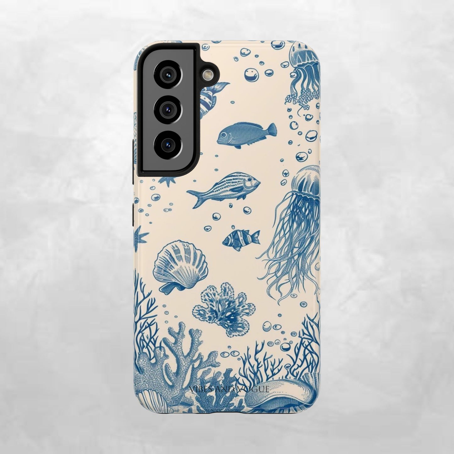 Ocean Blue Marine Pattern Tough Phone Case