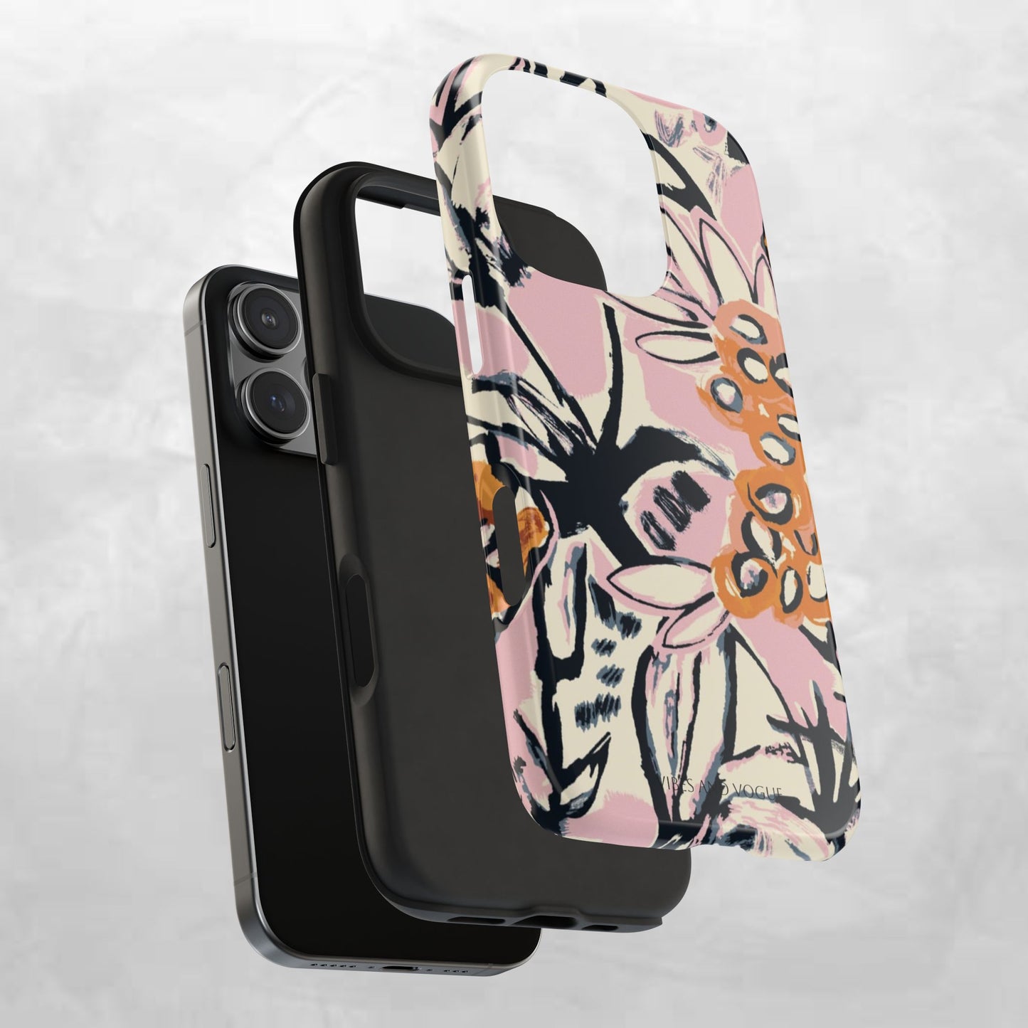 Purple Ocean Creatures Tough Phone Case — Jellyfish, Turtle & Floral Protective Cover