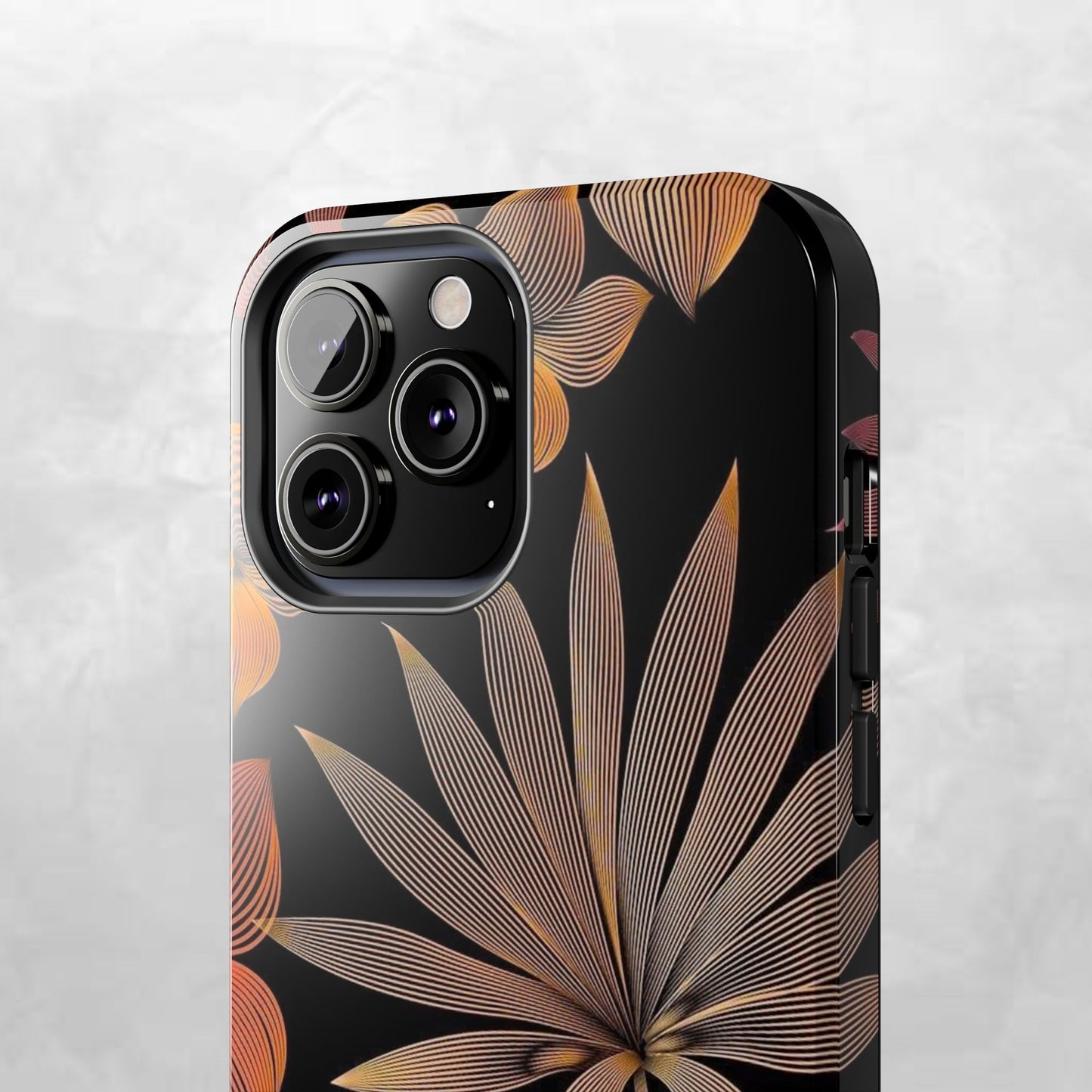 Tough Phone Case — Botanical Line Art Floral Design (Black & Copper)