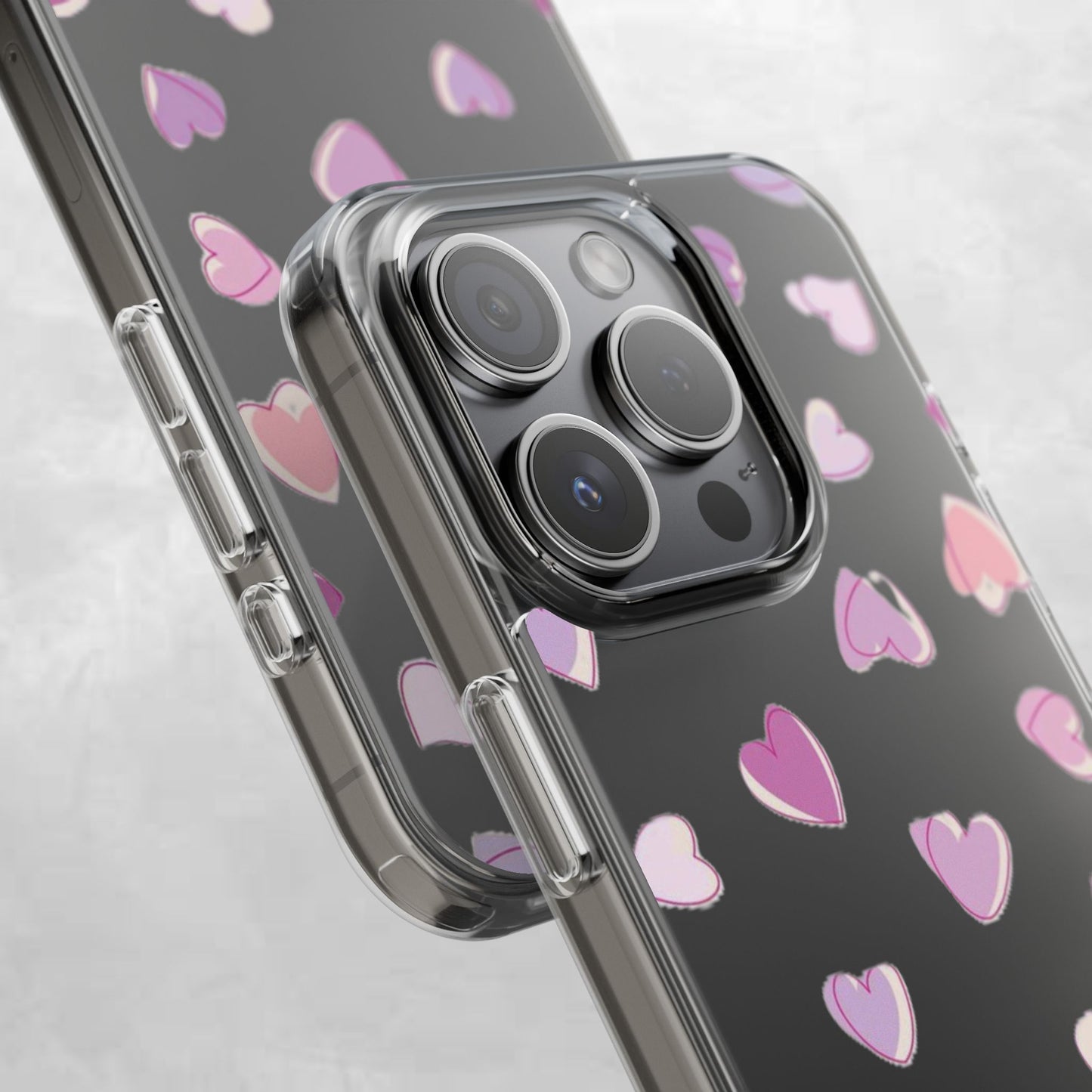 Heart Pattern Clear Case, Cute Phone Cover, Valentine's Day Gift, Trendy Phone Accessory, Love Theme Case