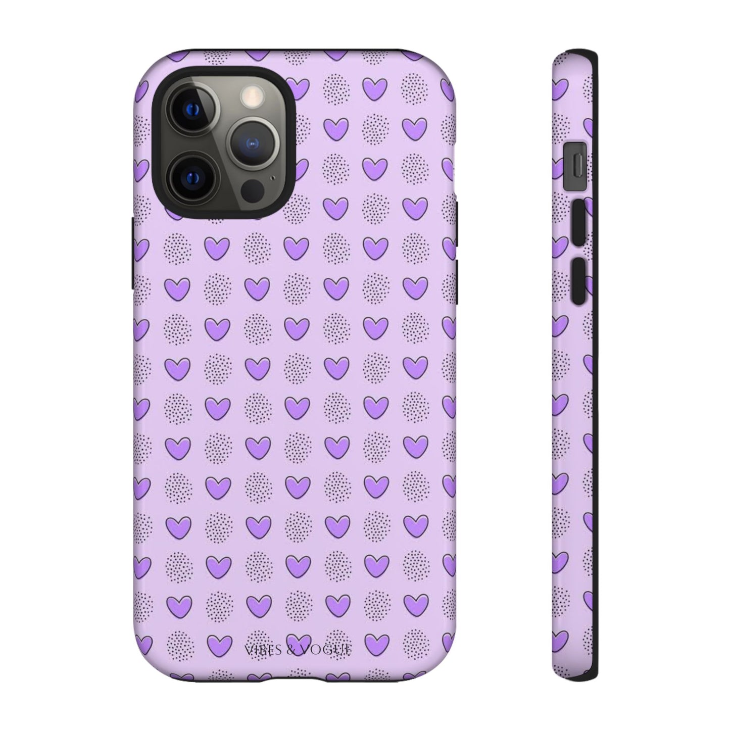 Purple Heart Pattern Phone Case - Tough Cases for a Stylish & Protective Vibe