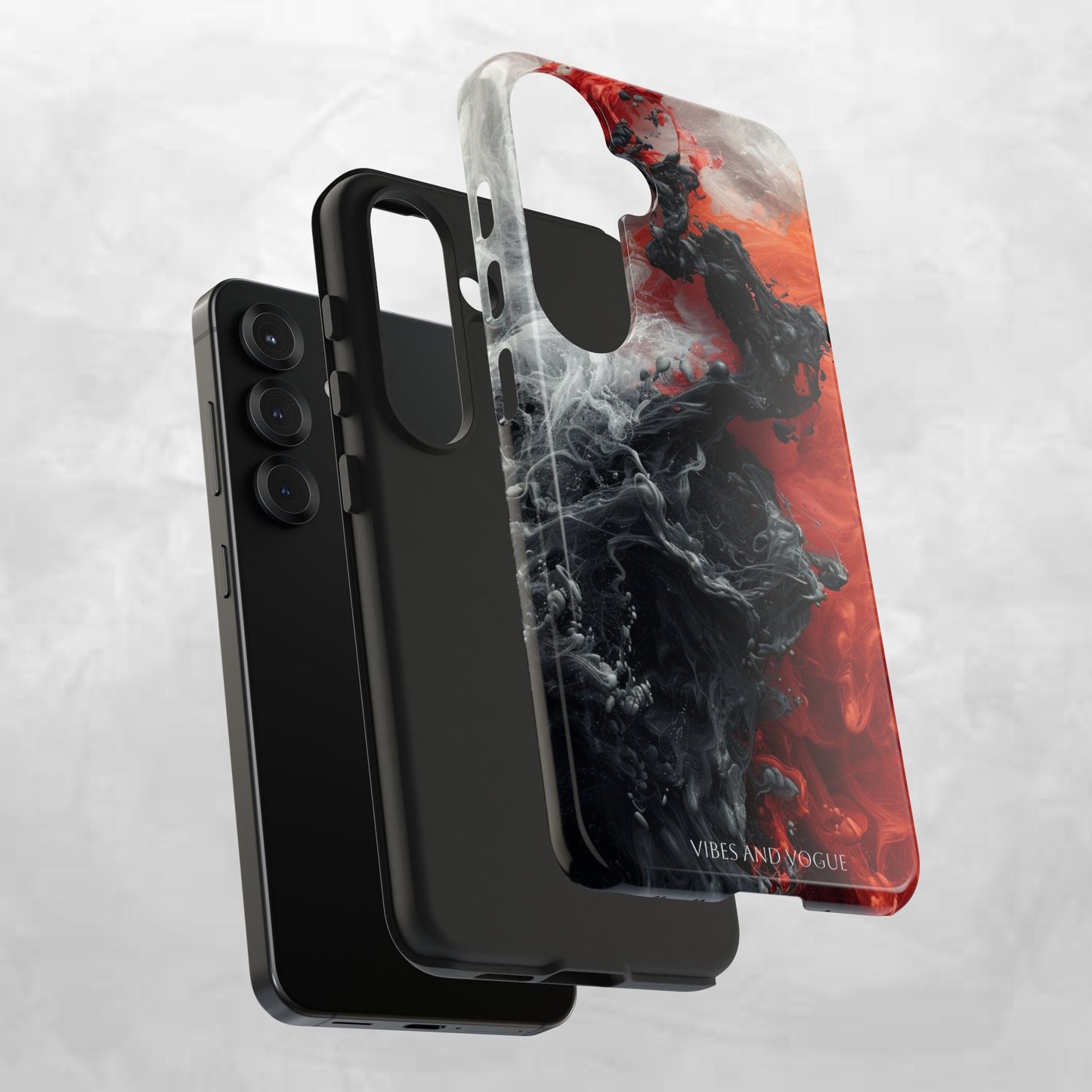 Abstract Red & Black Smoke Tough Phone Case — Vibes and Vogue Protective Cover