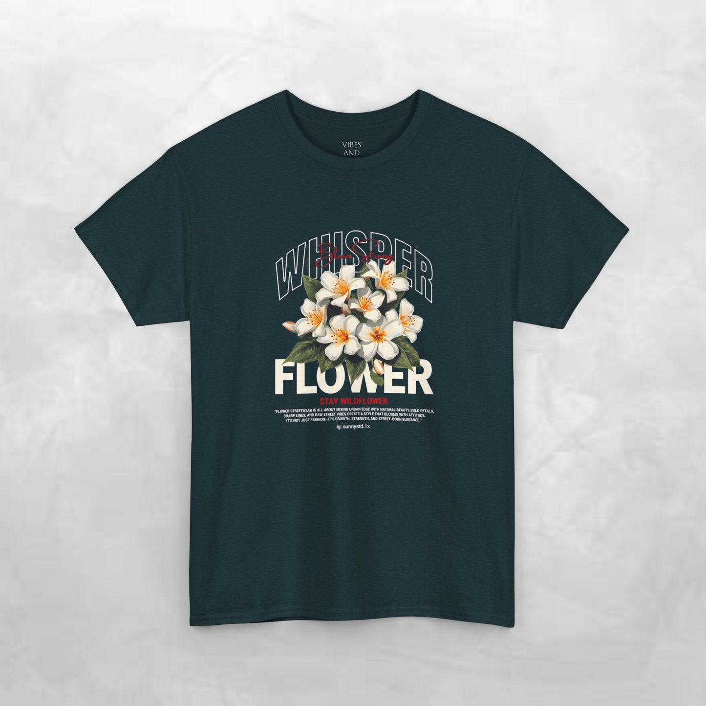 Floral "Whisper Flower" Graphic Tee — Vintage Plumeria Blossom Shirt