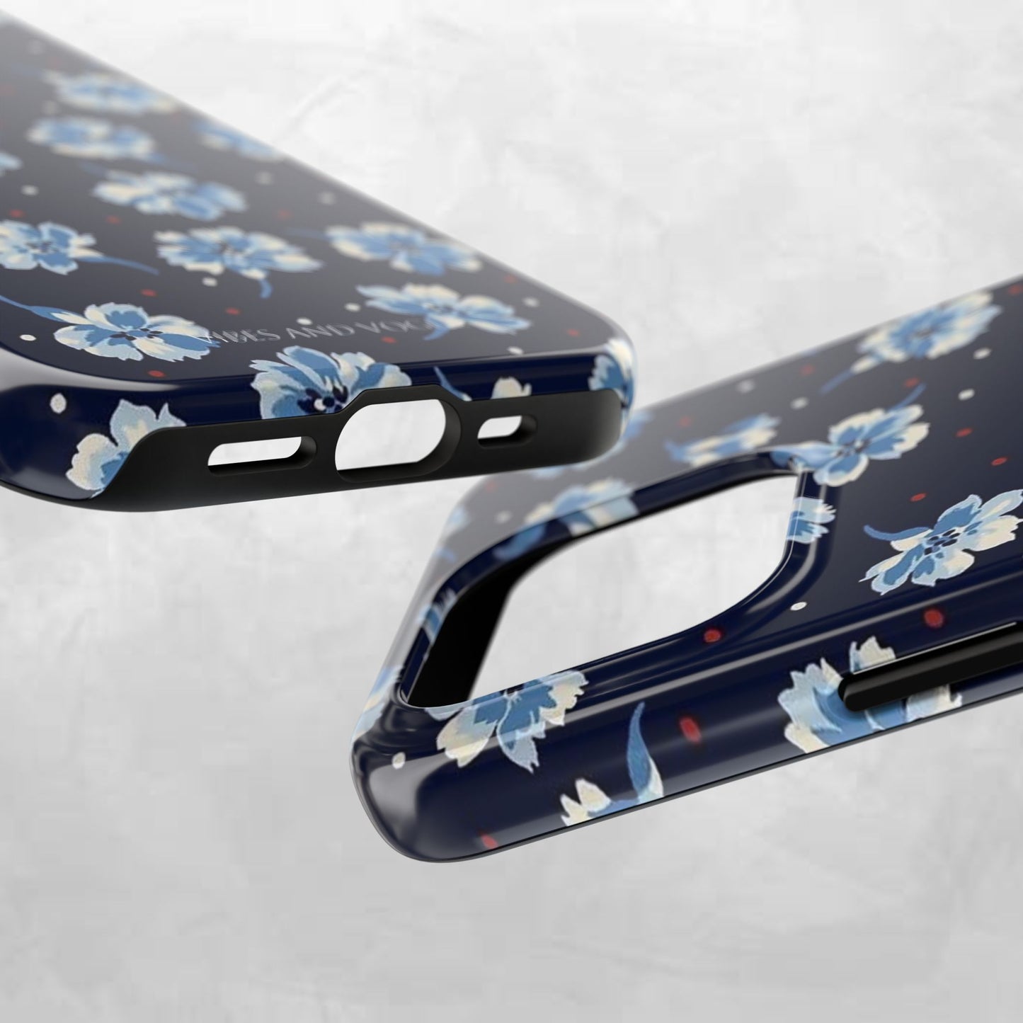 Floral Navy Tough Phone Case — Blue Blossom Protective Phone Cover