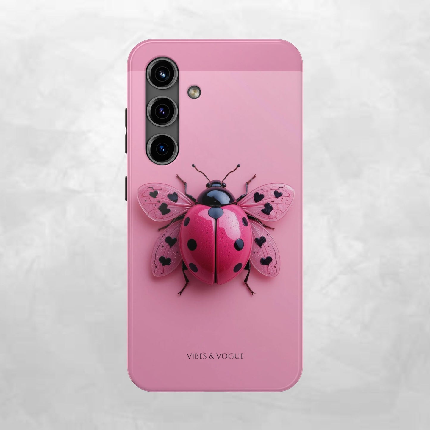 Pink Ladybug Tough Phone Case, Cute Phone Cover, Bug Lover Gift, Durable Smartphone Shell, Protective Tech Accessory