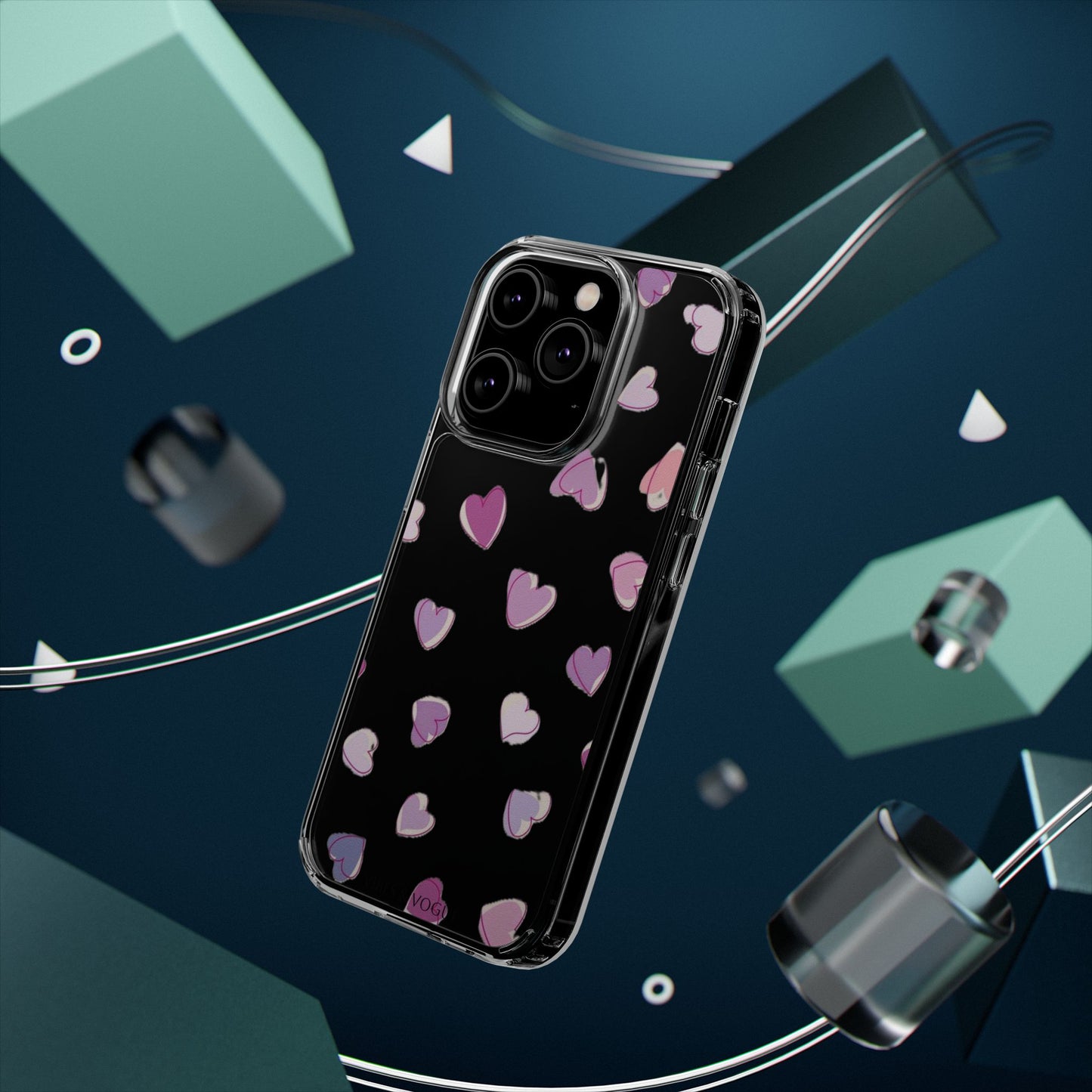 Heart Pattern Clear Case, Cute Phone Cover, Valentine's Day Gift, Trendy Phone Accessory, Love Theme Case