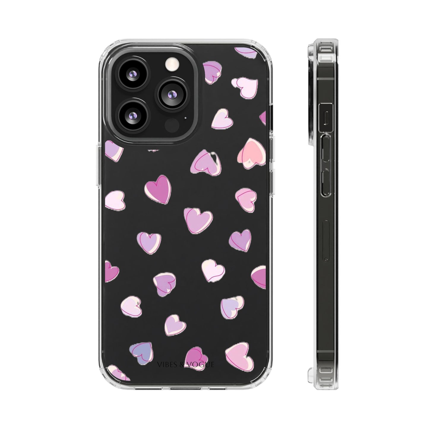 Heart Pattern Clear Case, Cute Phone Cover, Valentine's Day Gift, Trendy Phone Accessory, Love Theme Case