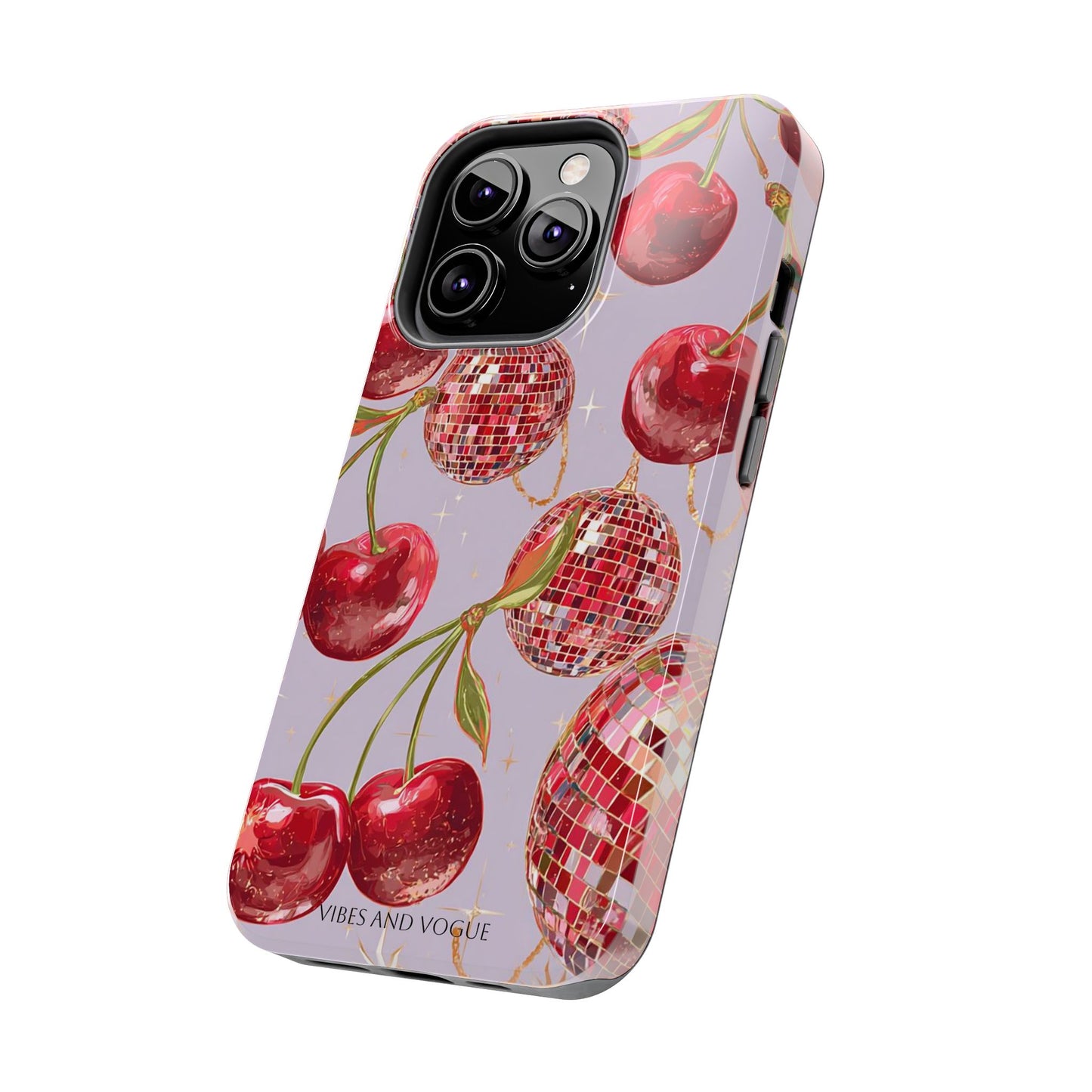 Disco Cherry Tough Phone Case — Retro Sparkle iPhone Protection